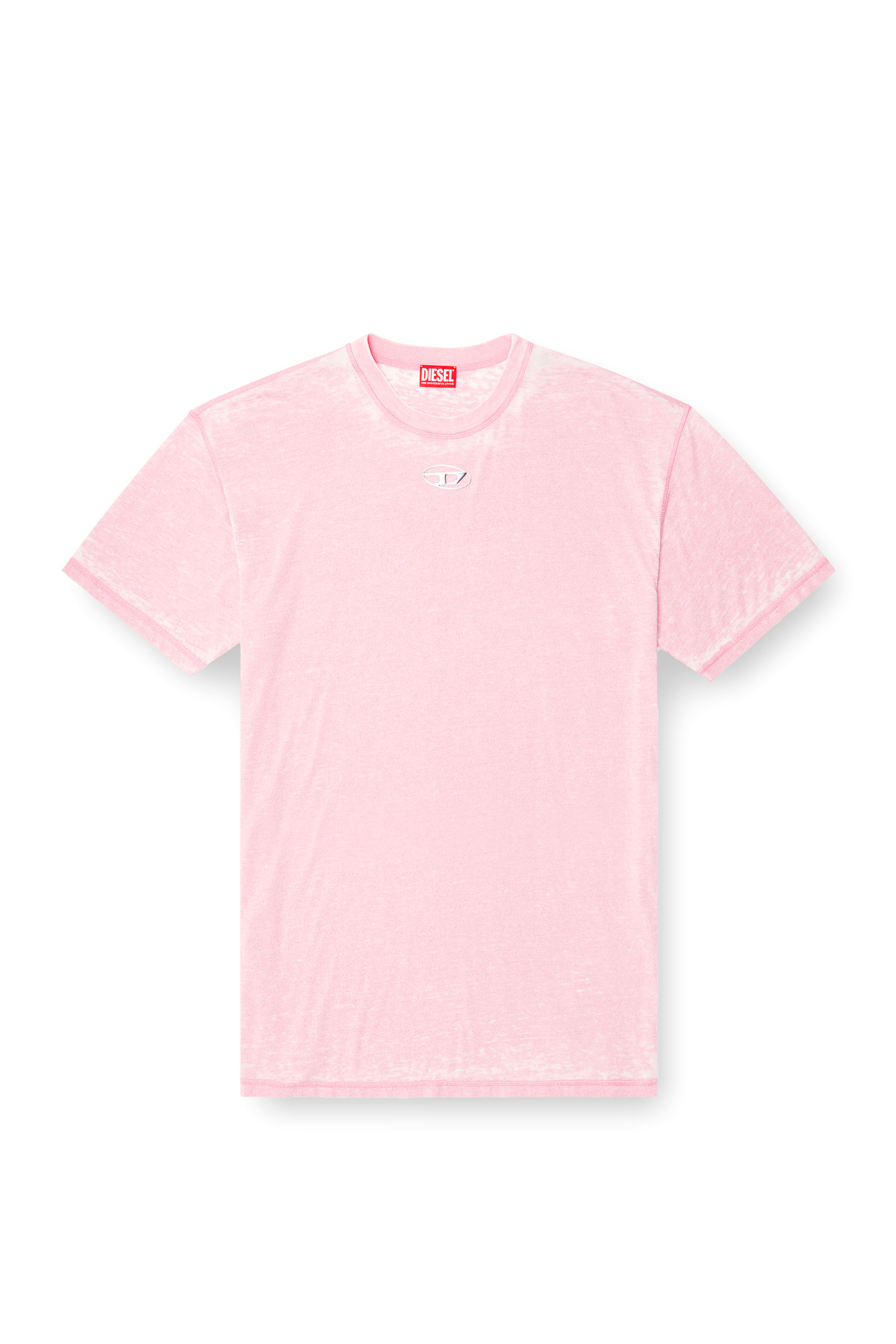 Diesel - T-BOXT-PAK, Male's Burnout T-shirt with metal-look logo in Pink - 3