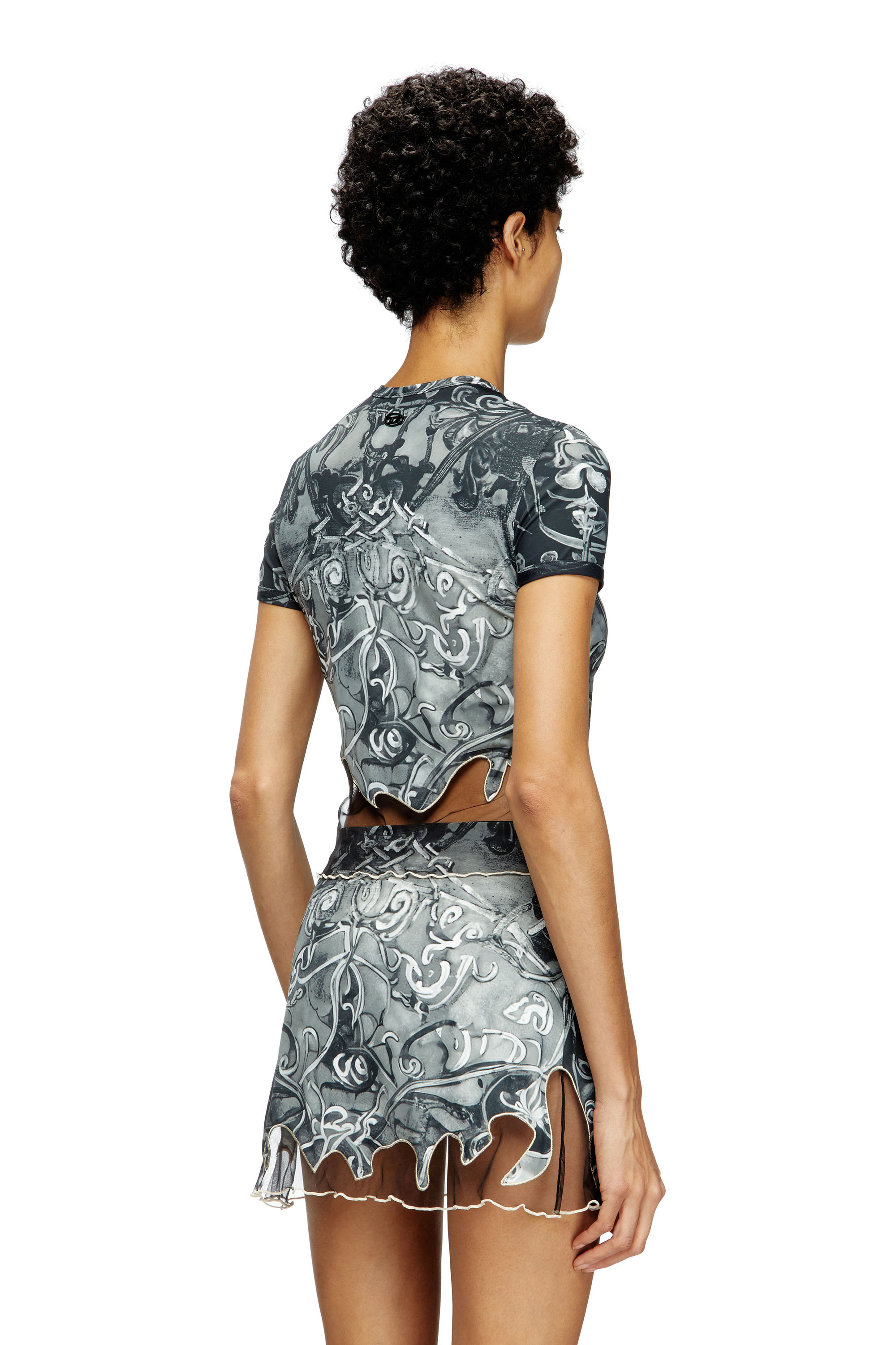 Diesel - T-INLAY, T-shirt en nylon avec imprimé héraldique Femme in Polychrome - 3
