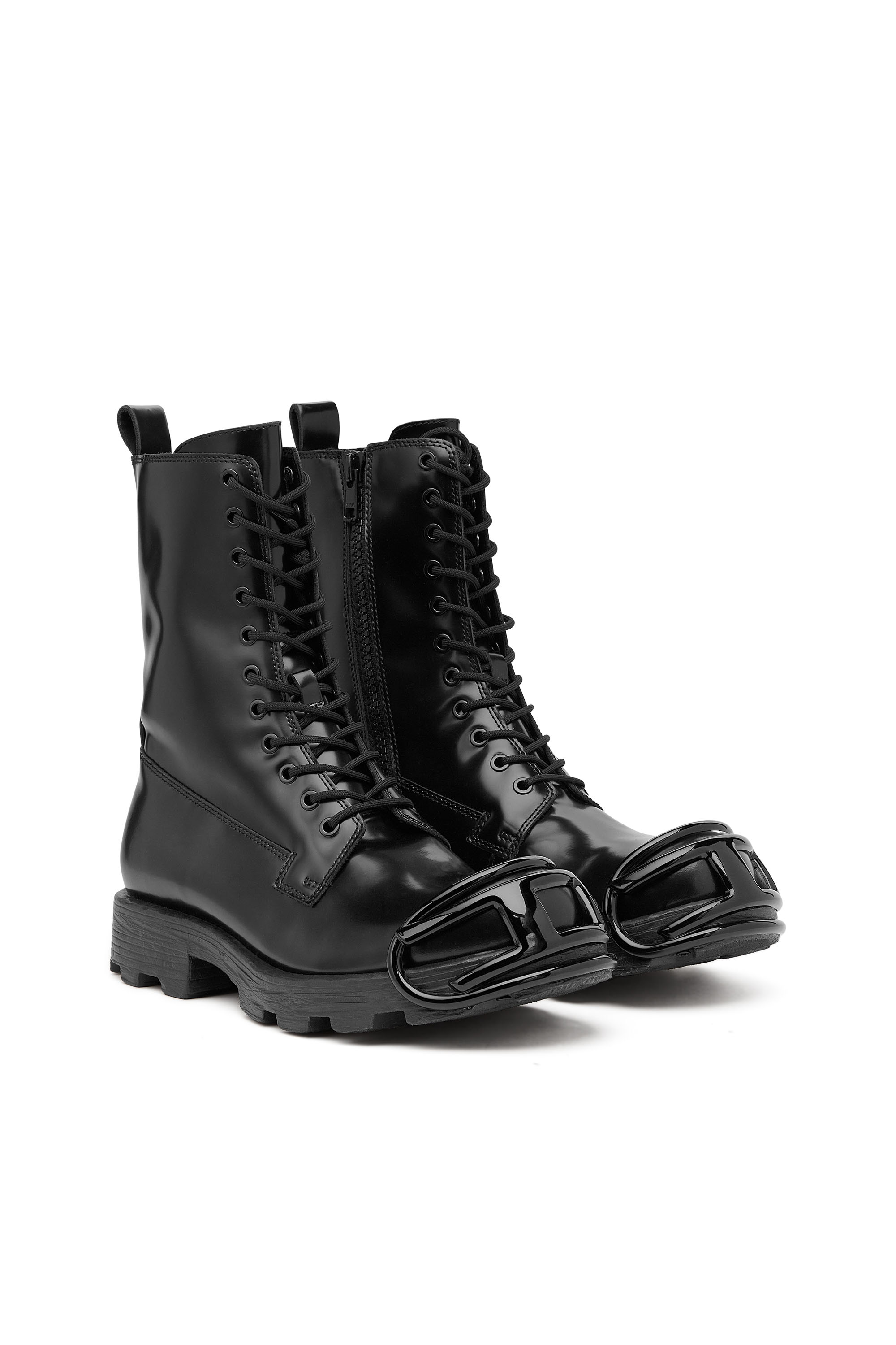 Diesel - D-HAMMER BT D, Male's D-Hammer-Leather boots with oval D toe guard in Black - 2