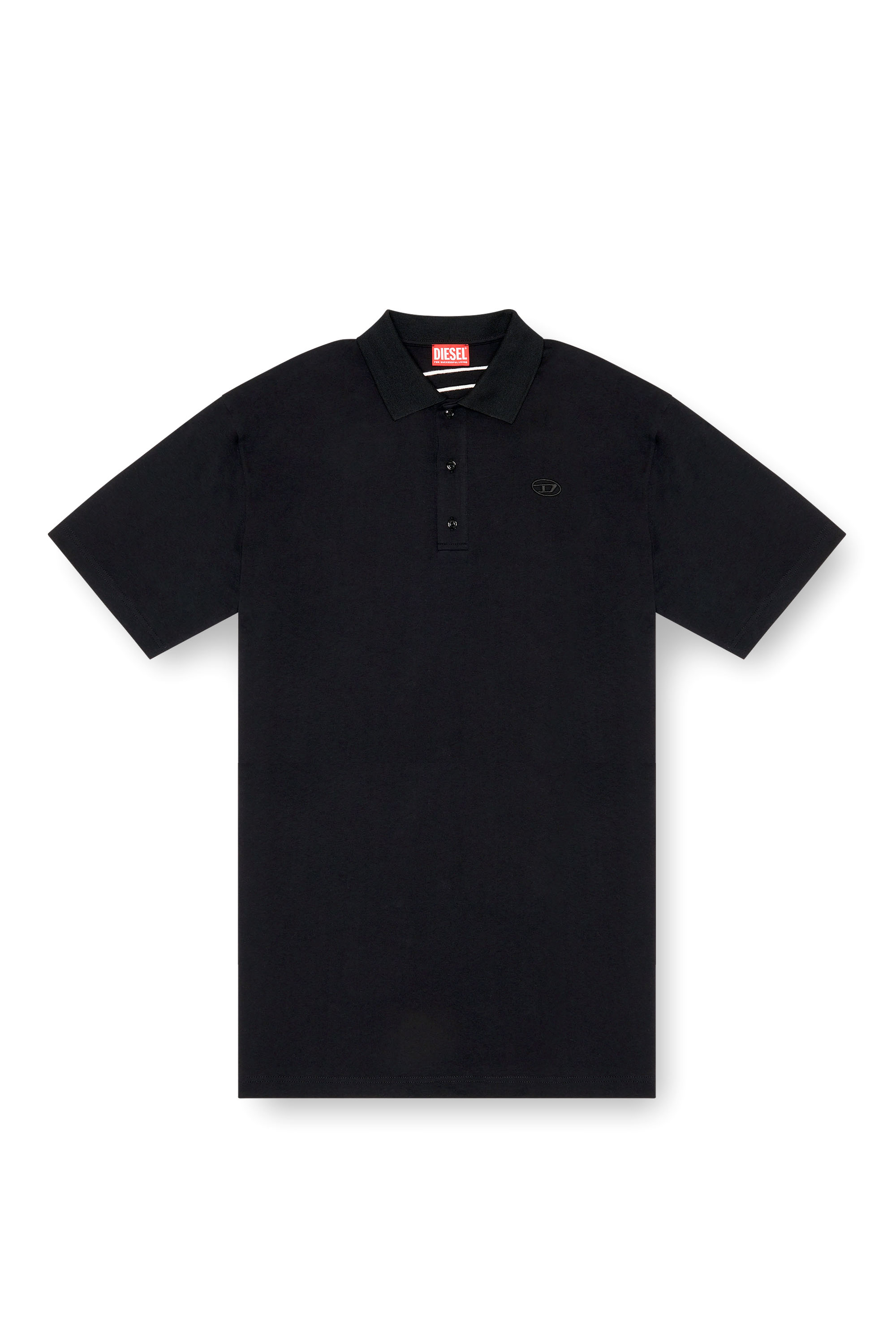 Diesel - T-VORT-MEGOVAL-D, Male's Polo shirt with maxi oval D embroidery in Black - 4