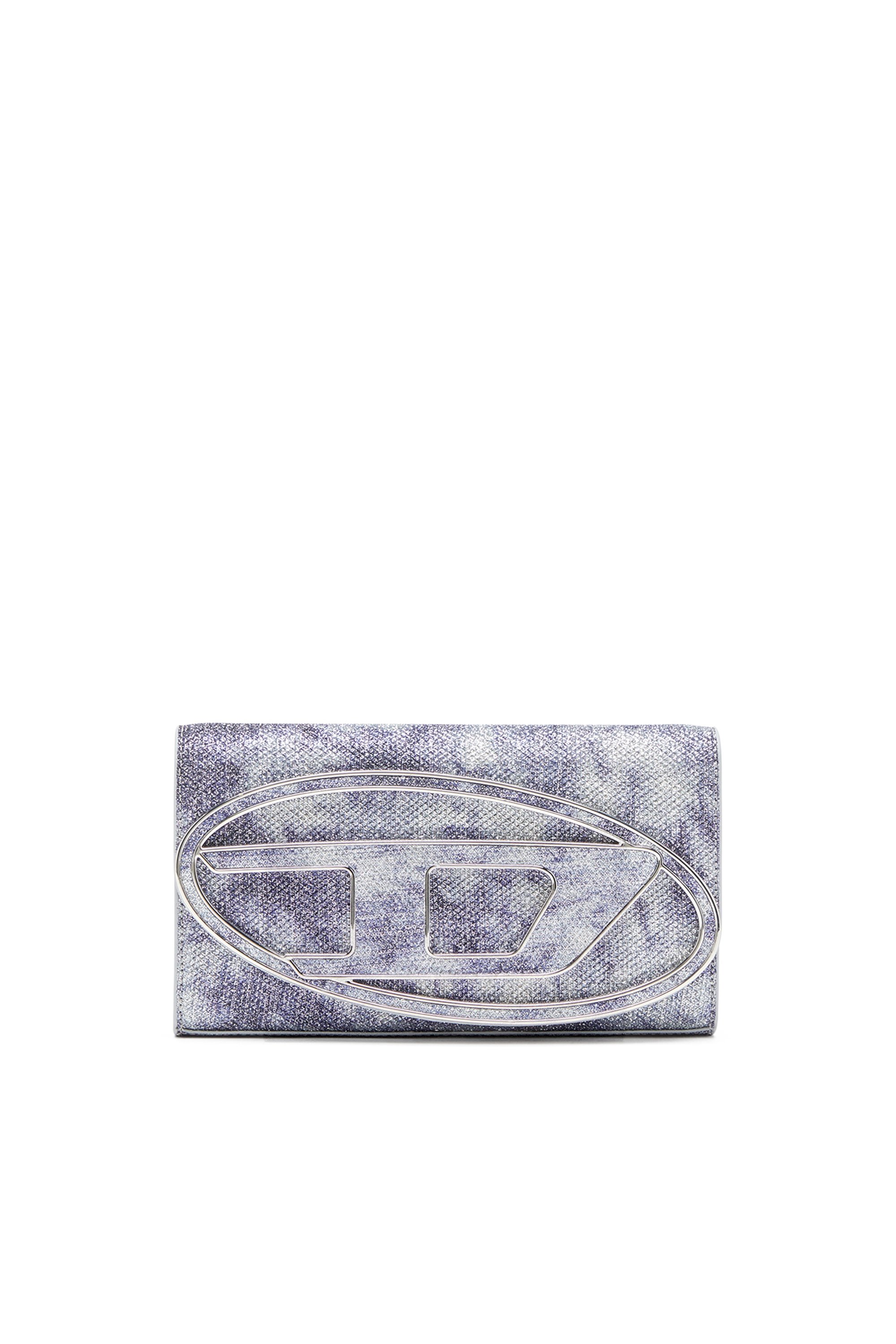 Diesel - 1DR WALLET STRAP, Female's Wallet purse in shimmer fabric in Blue - 1