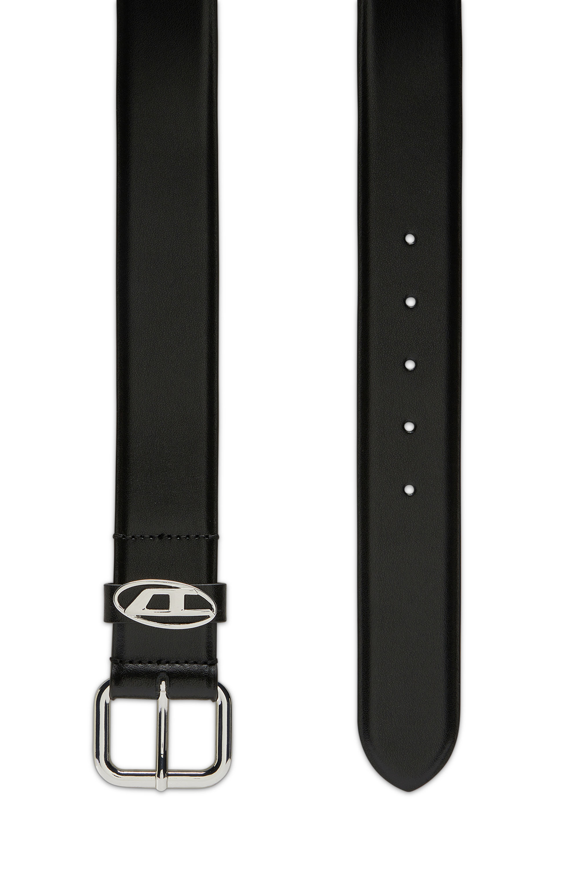 Diesel - B-1DR OVAL D LOOP, Ceinture 3.9 cm en cuir avec plaque à logo Mixte in Noir - 2