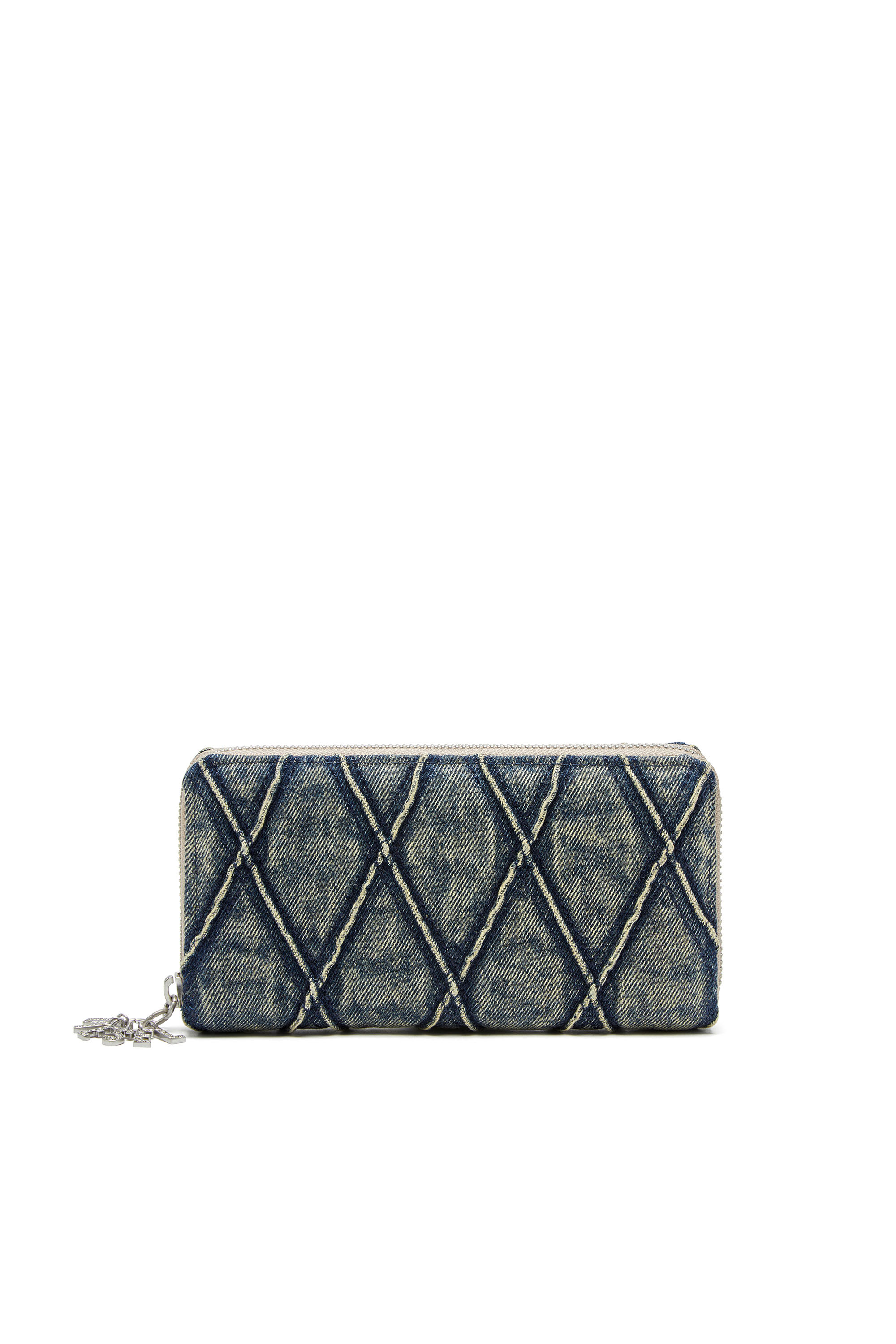 Diesel - CHARM-D CONTINENTAL ZIP L, Female's Zip wallet in Argyle quilted denim in Dark Blue - 1