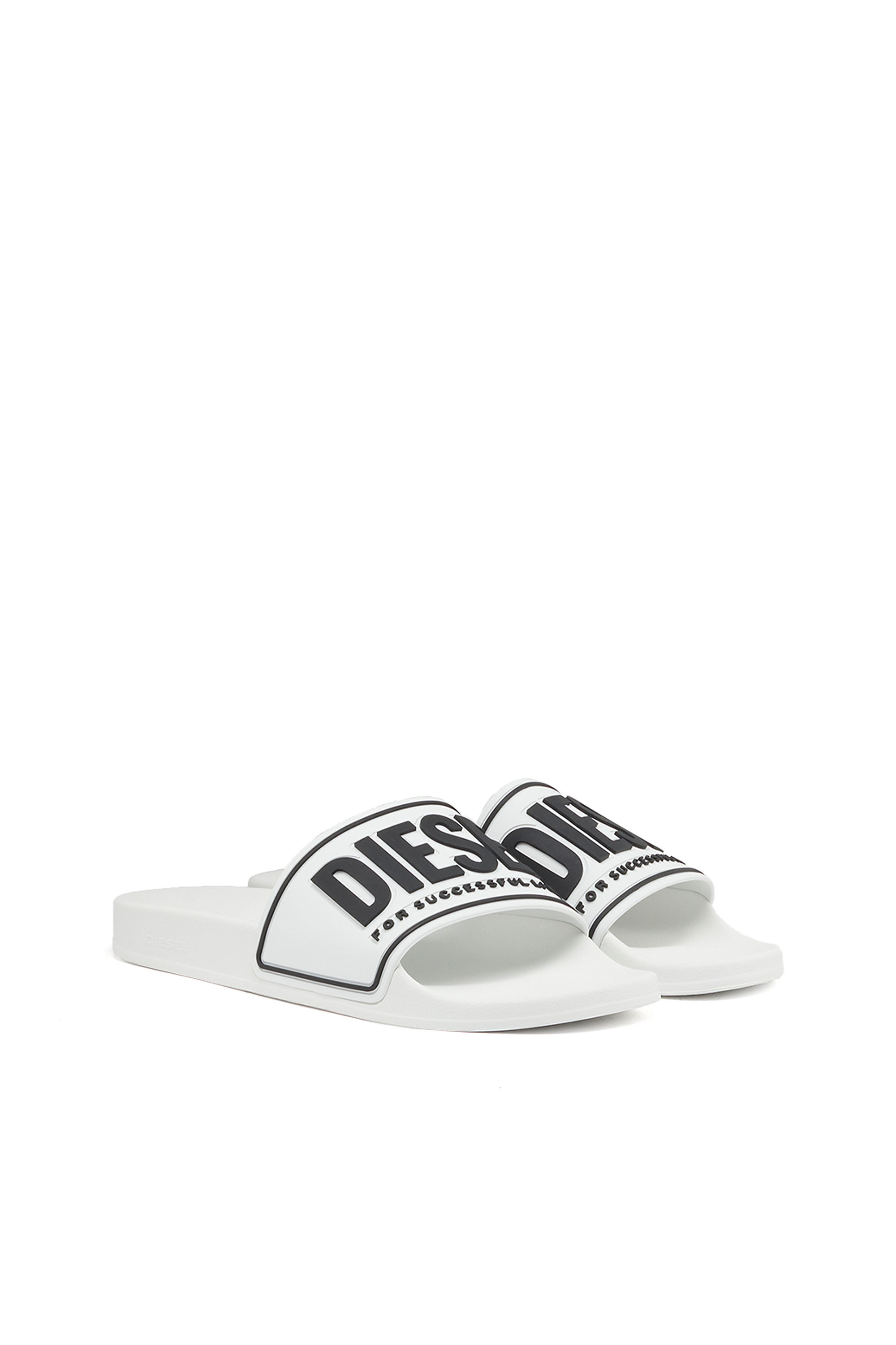 Diesel - SA-MAYEMI CC, Male's Sa-Mayemi-Pool slides with 3D logo in White/Black - 2