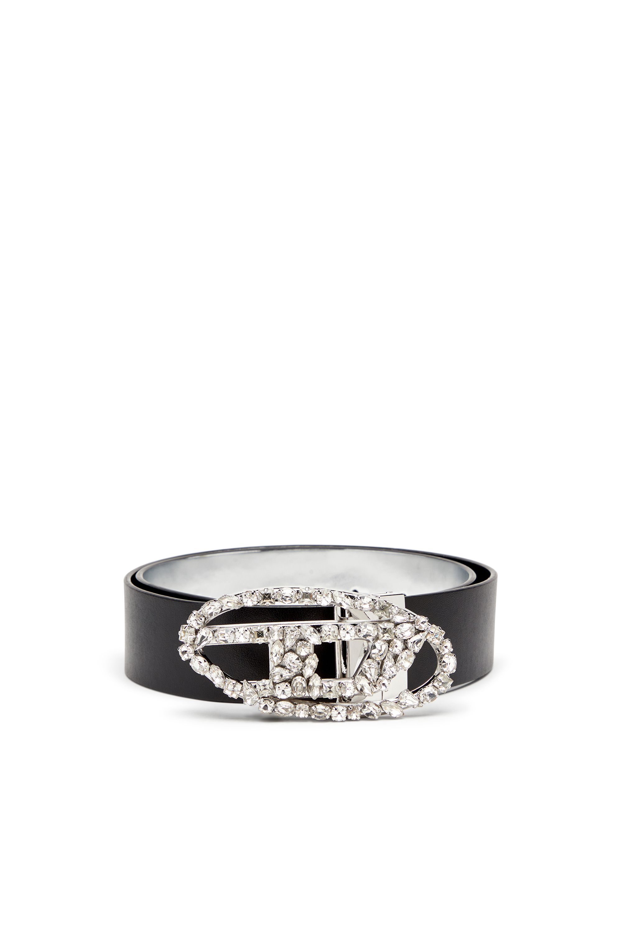 Diesel - B-1DR W REV, Ceinture 4 cm réversible en cuir avec boucle en cristal Femme in Noir - 1