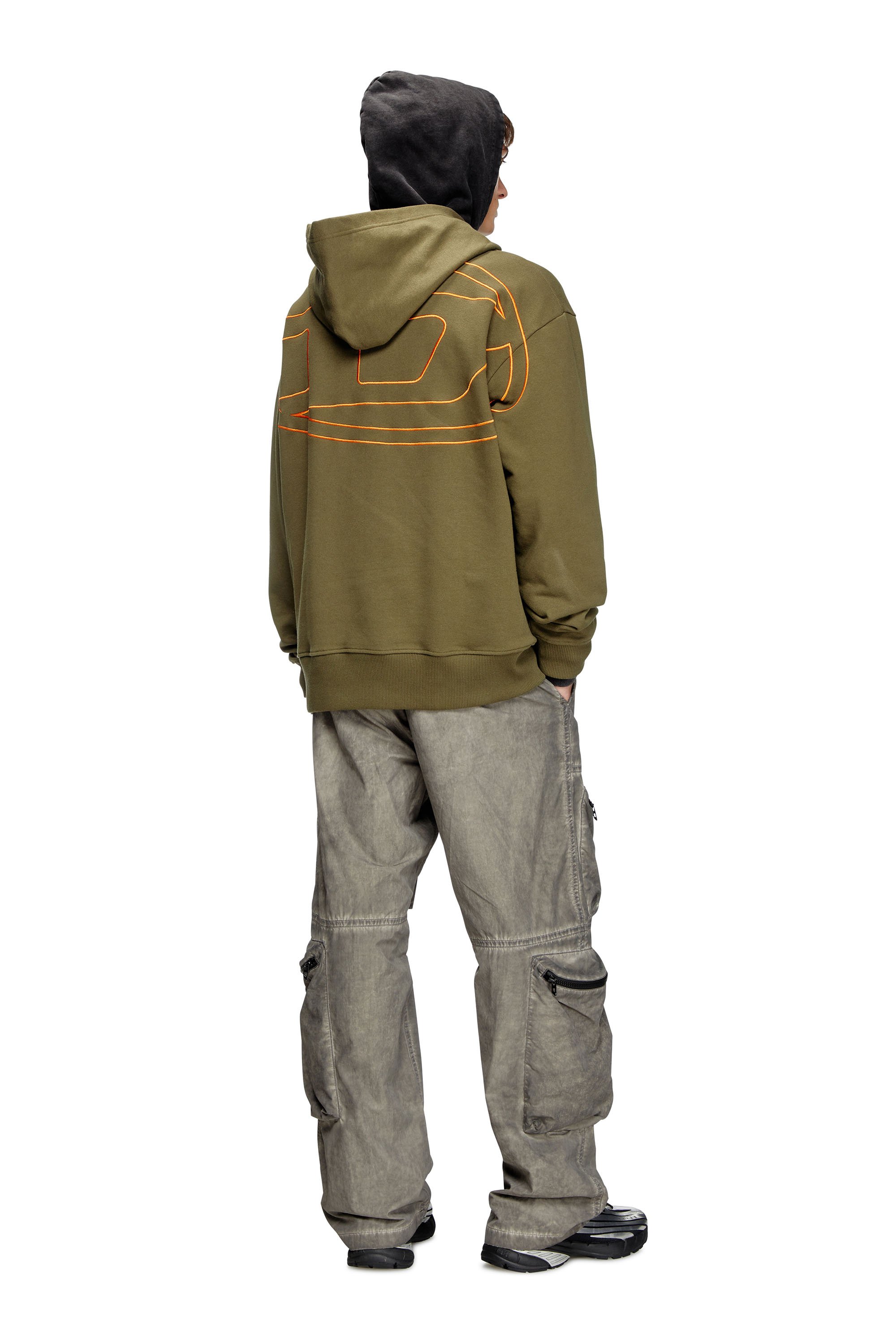 Diesel - S-MACS-HOOD-MEGOVAL-D, Sweat-shirt à capuche avec logo brodé Homme in Vert - 2