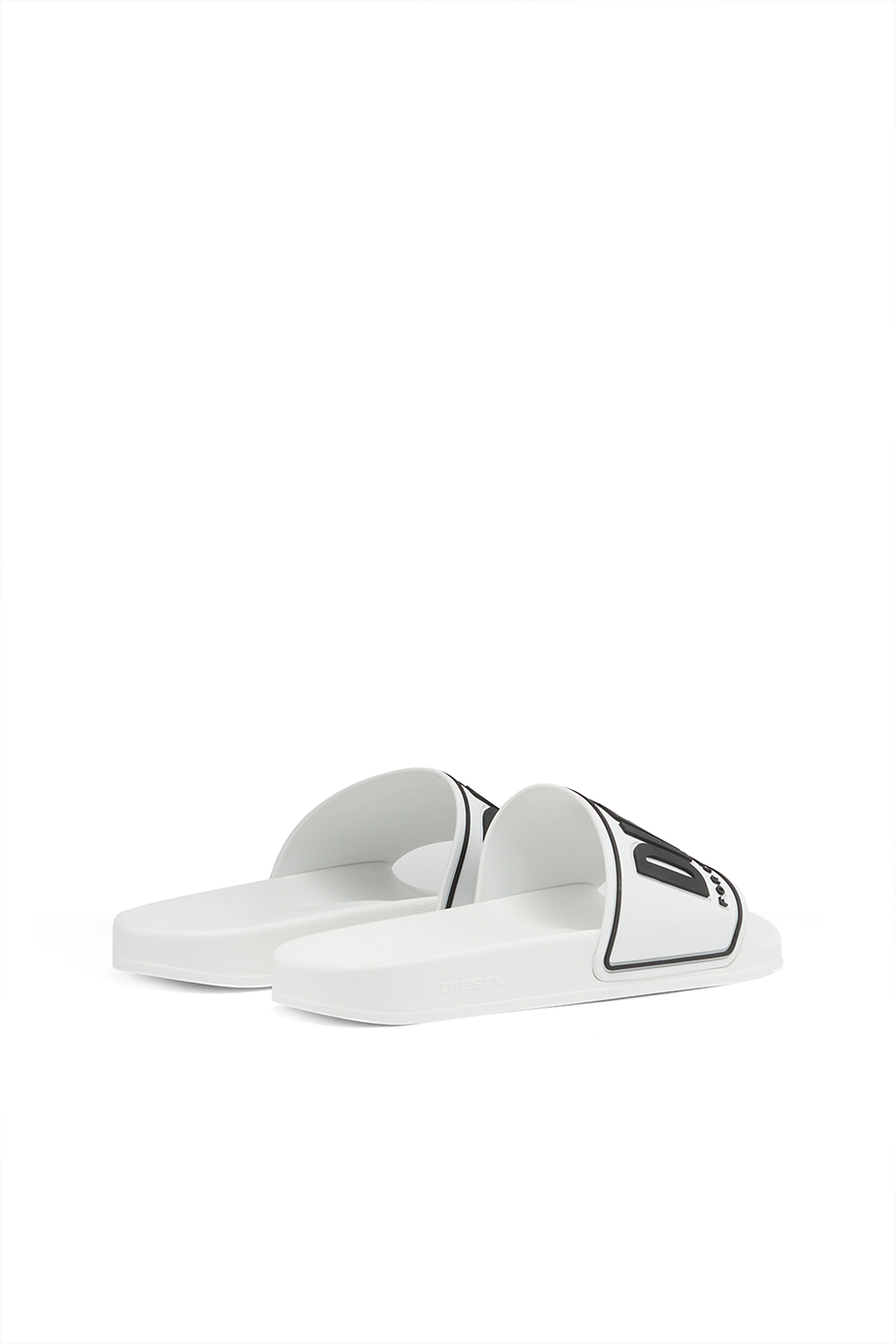 Diesel - SA-MAYEMI CC W, Female's Sa-Mayemi-Rubber slides with embossed logo in White - 3
