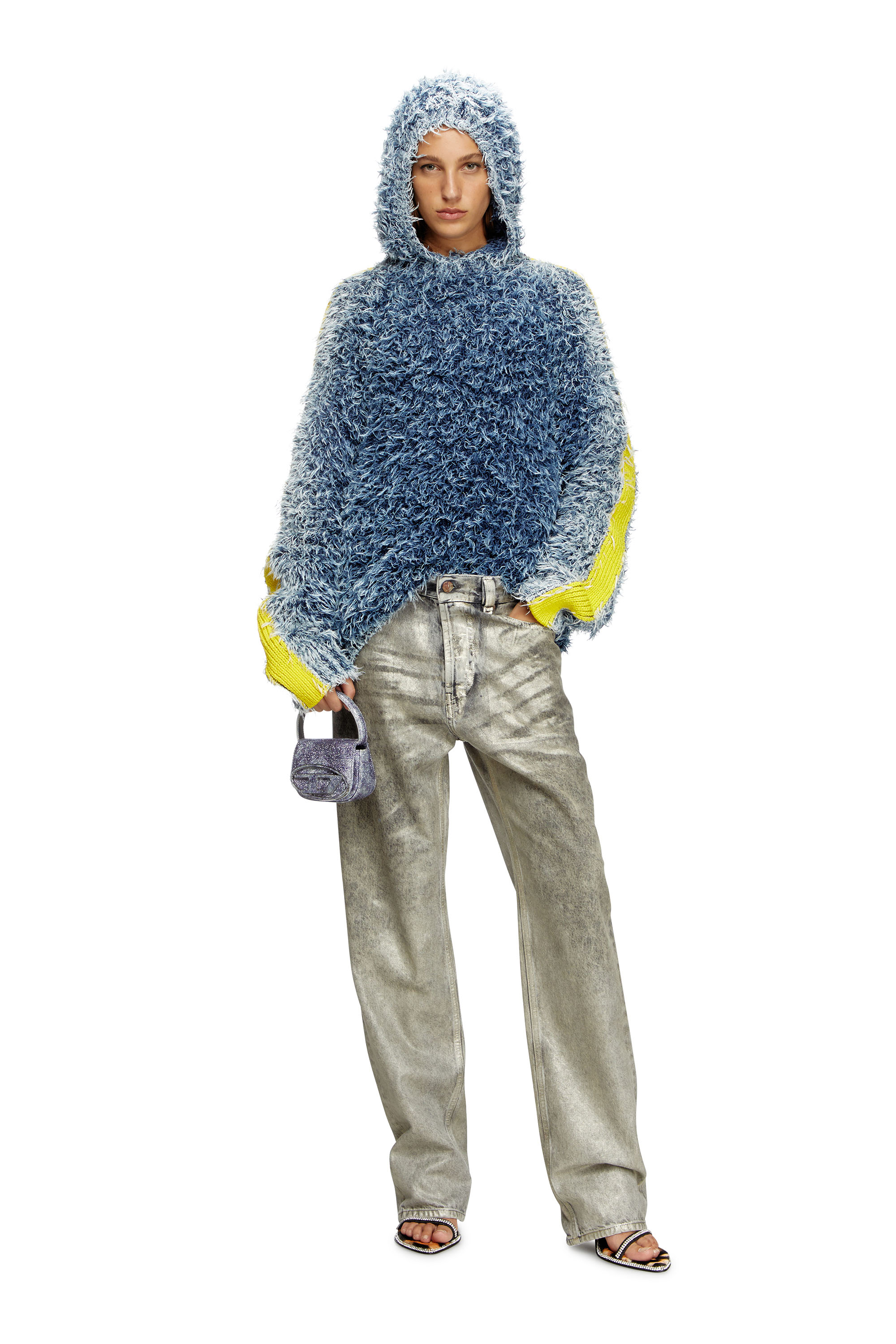 Diesel - 1DR XS, Female's 1DR Xs-Iconic mini bag in shimmer fabric in Blue - 3