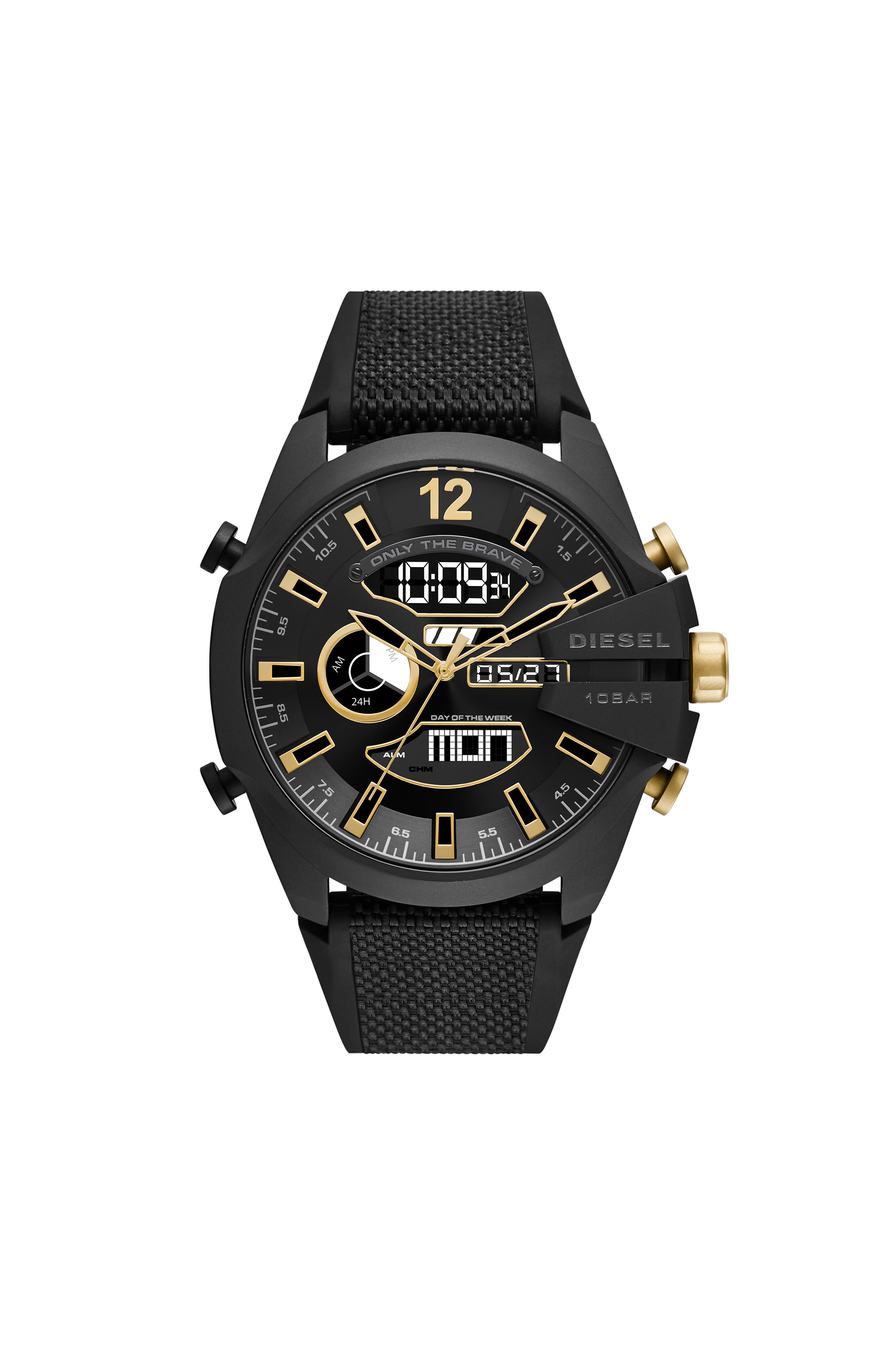 Diesel - DZ4552, Male's Mega Chief analog-digital black nylon and silicone watch in Black - 1