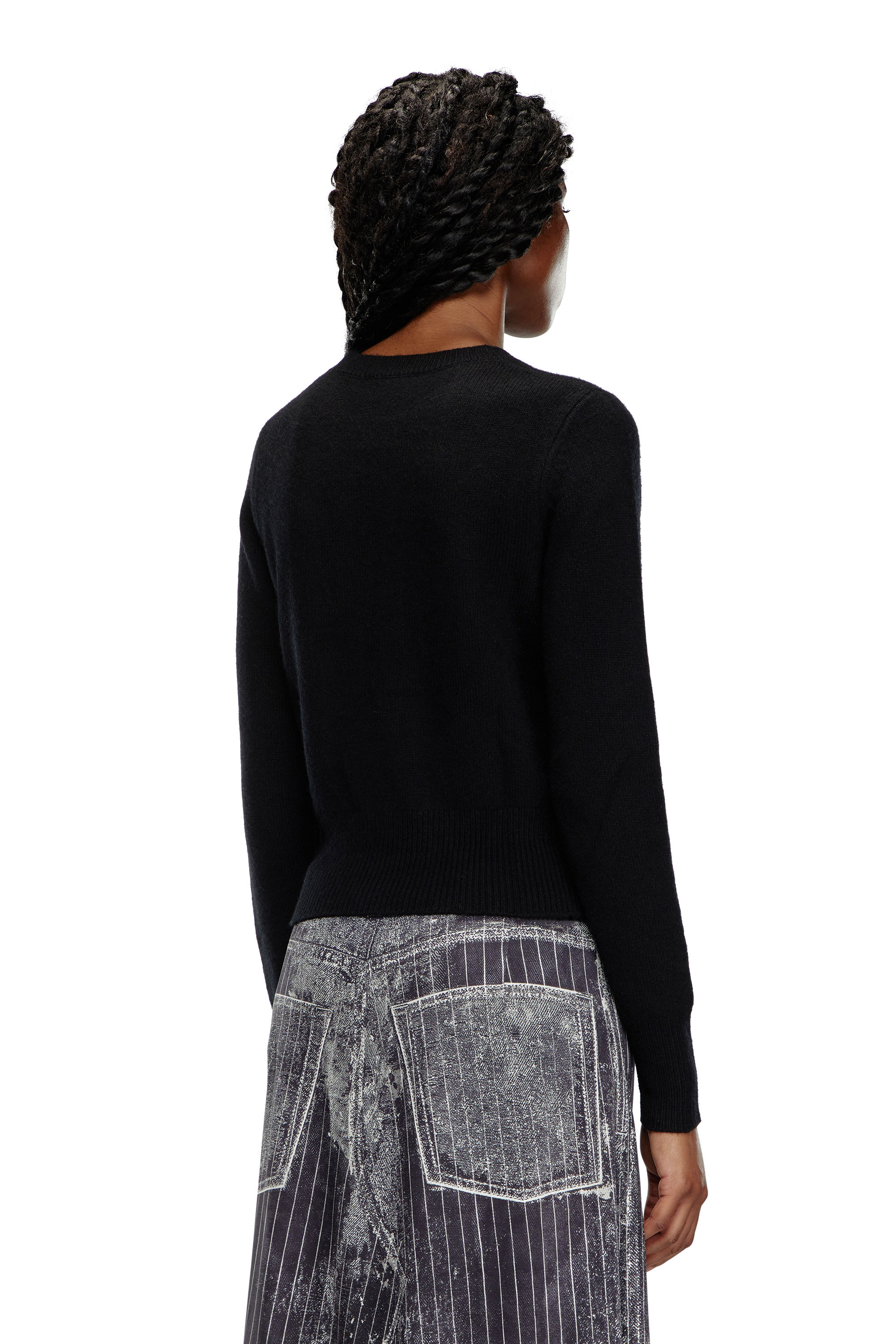 Diesel - M-AREESA, Female's Jumper with embroidered cut-out logo in Black - 3