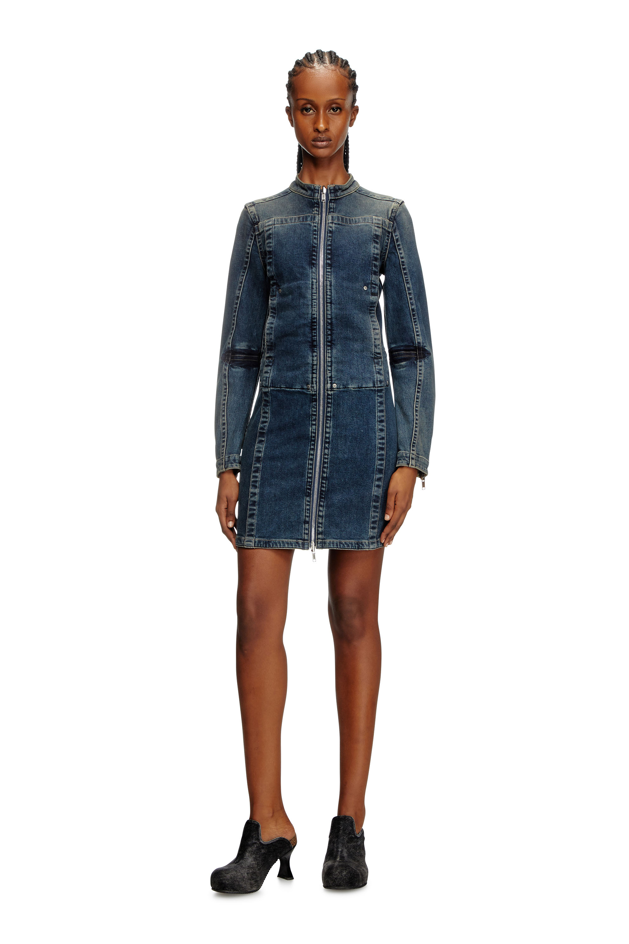 Diesel - DE-ROMI-RE, Female's Short dress in Rehab denim in Dark Blue - 3