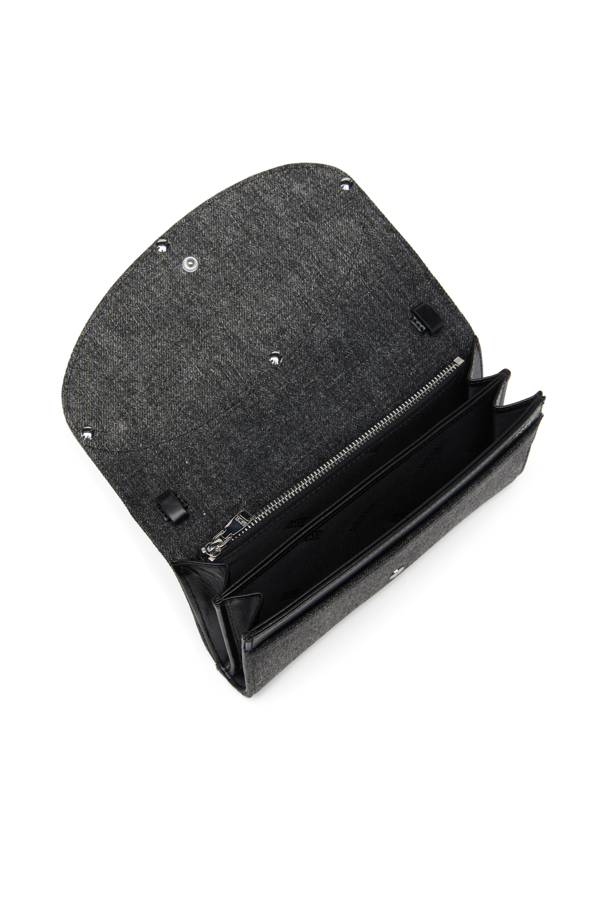 Diesel - 1DR WALLET STRAP, Female's Wallet purse in crystal denim in Black - 4