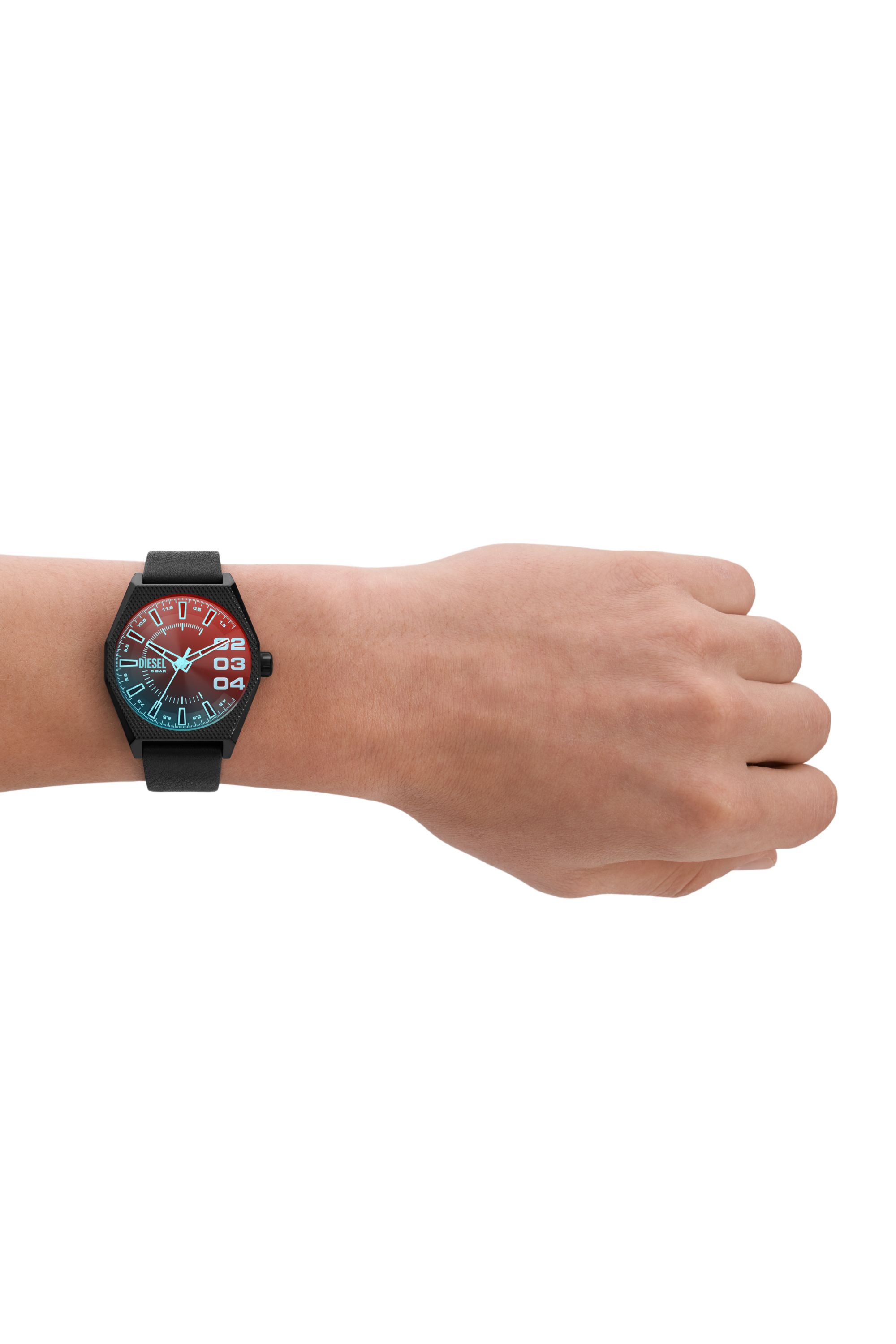 Diesel - DZ2175, Male's Scraper Black Leather Watch in Black - 4