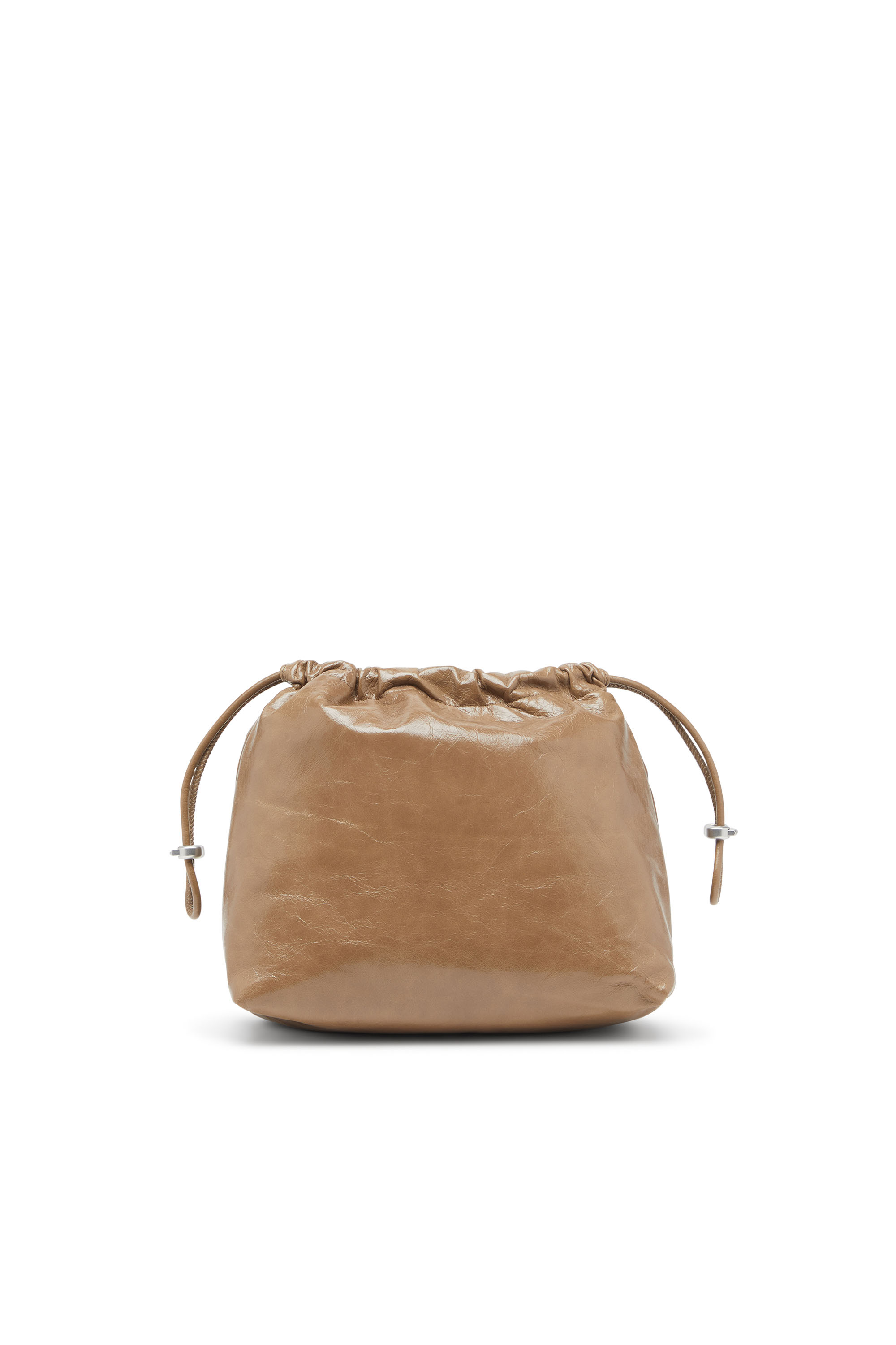 Diesel - SCRUNCH-D BUCKET, Female's Scrunch-D-Bucket bag in shiny wrinkled leather in Light Brown - 2