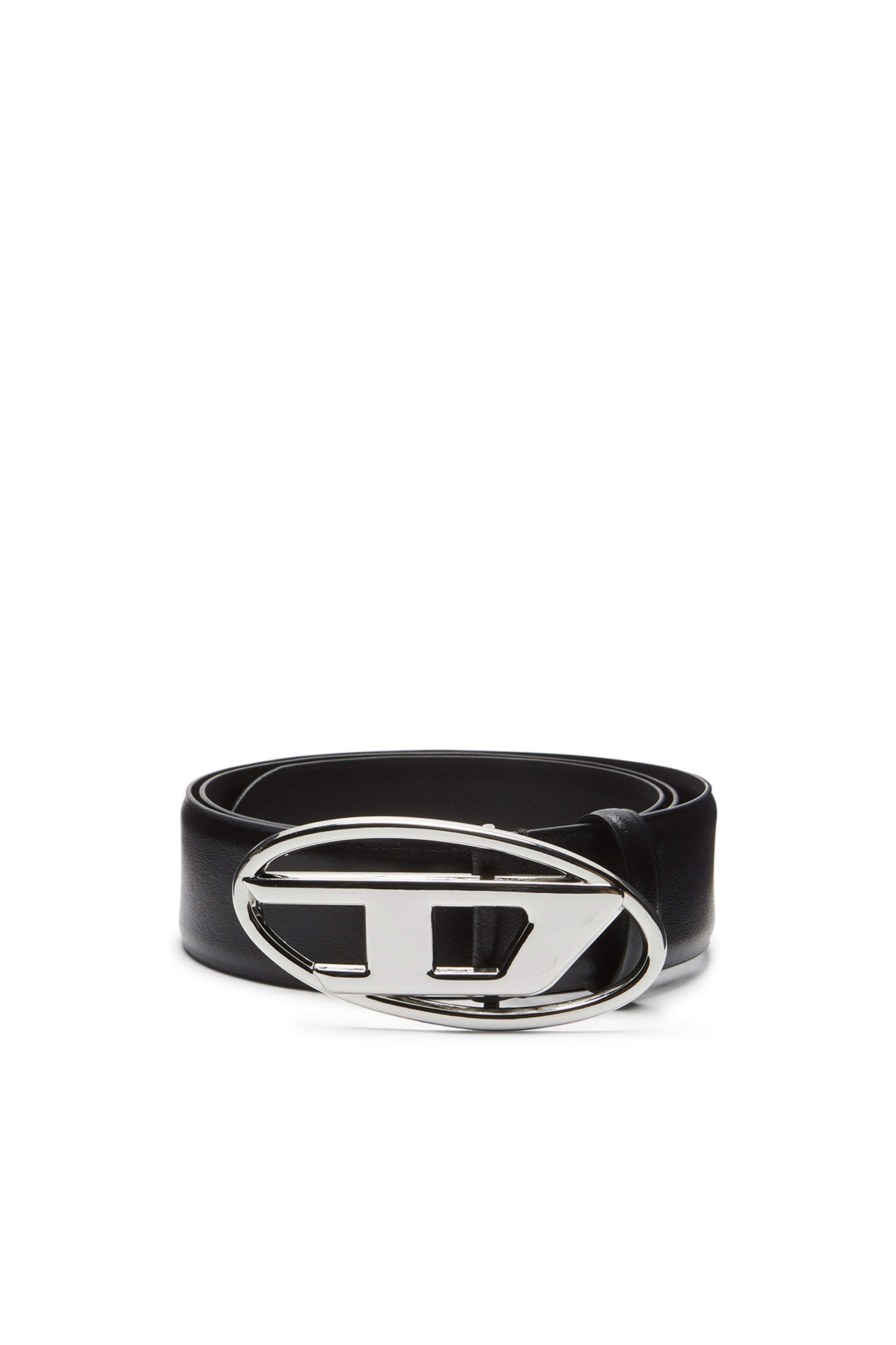 Diesel - B-1DR, Male's 4cm Leather belt with Oval D buckle in Black - 1