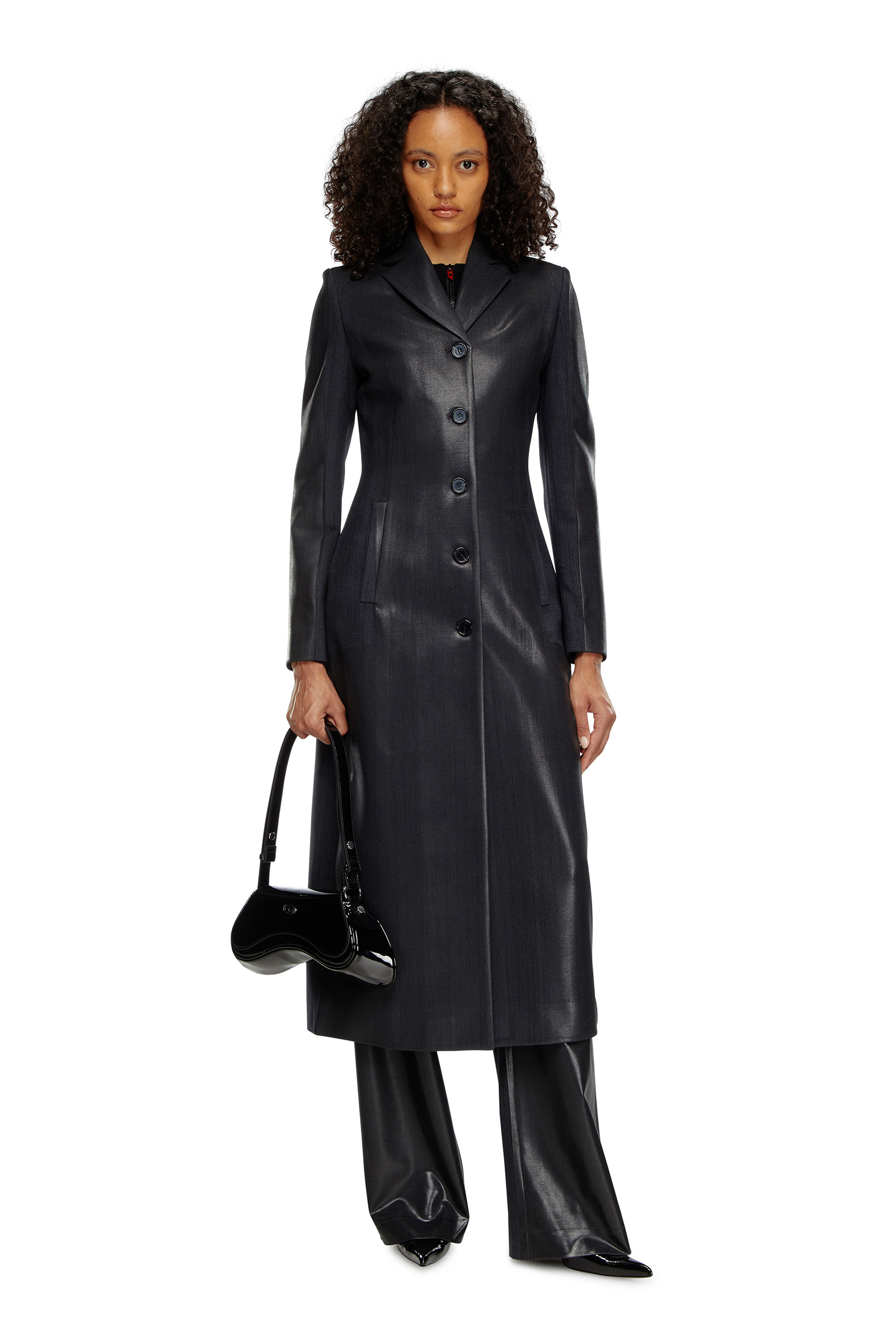 Diesel - G-LAMOUR, Veste à fines rayures avec devant enduit Femme in Noir - 2
