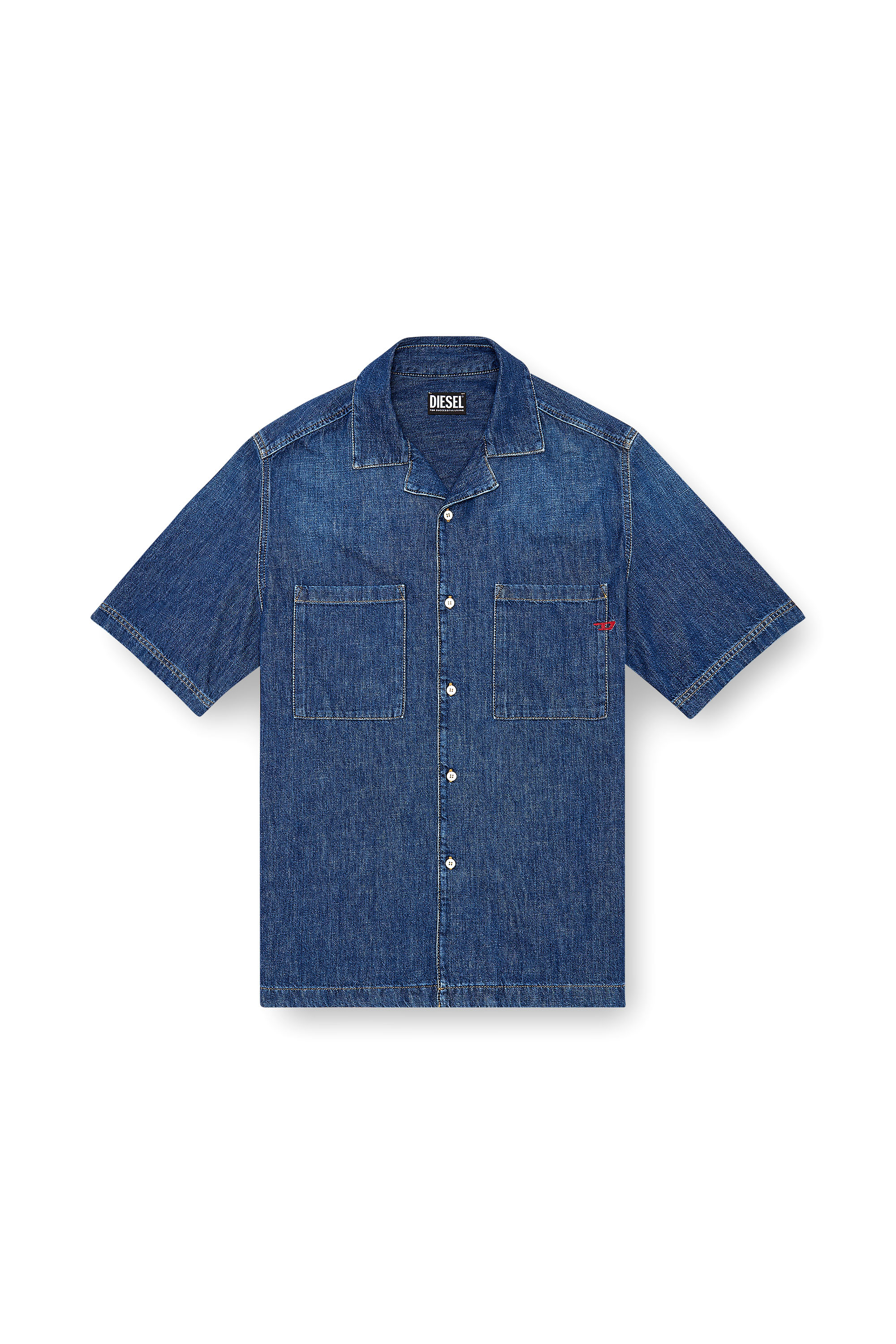 Diesel - D-PAROSHORT, Chemise bowling en denim Homme in Bleu - 4