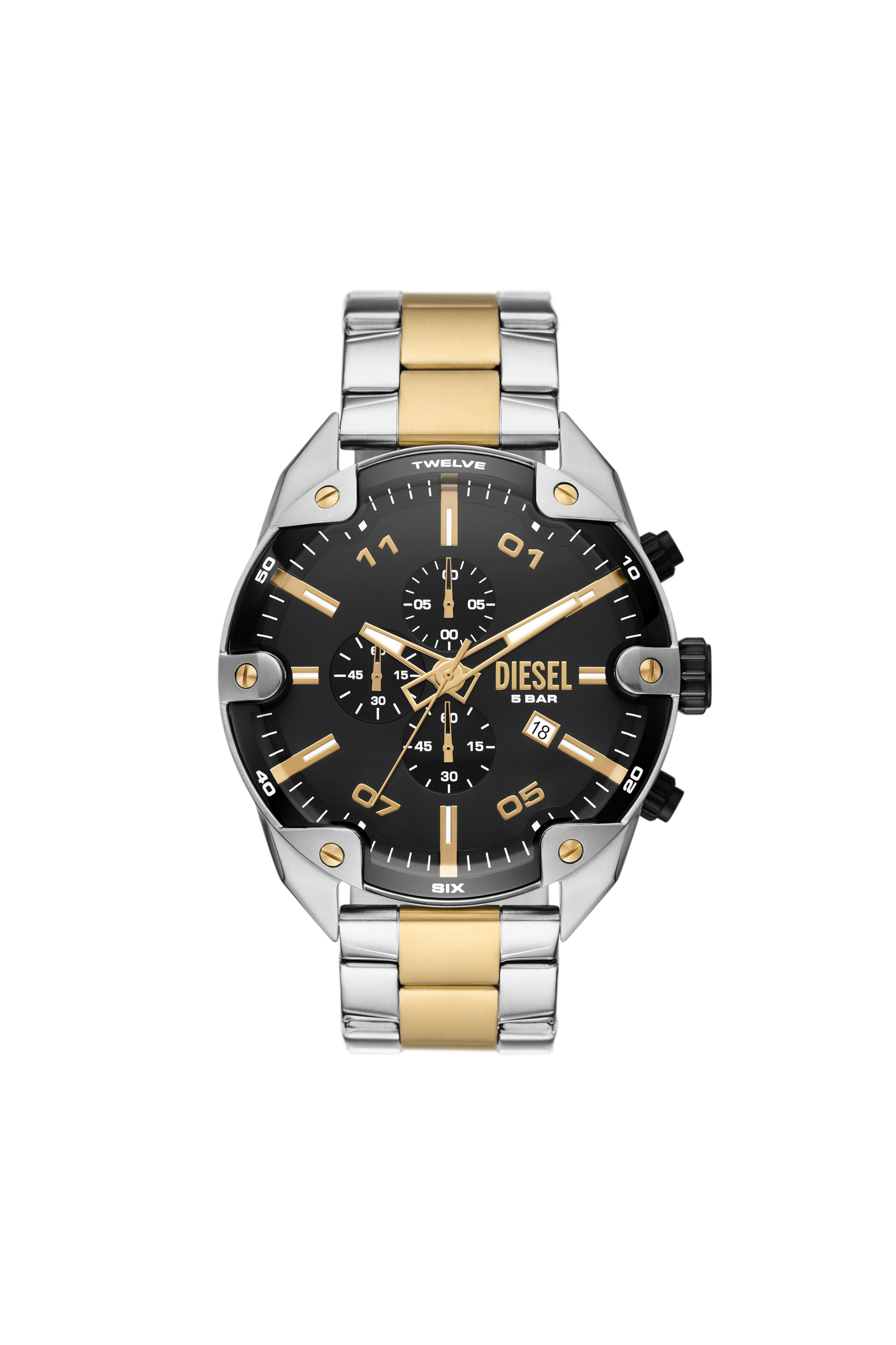 Diesel - DZ4627, Male's Spiked Stainless Steel Watch in Silver - 1
