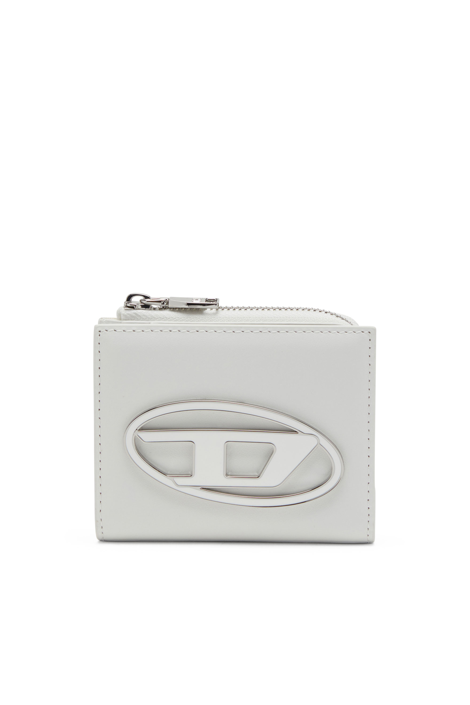 Diesel - 1DR CARD HOLDER ZIP L, Female's Bi-fold card holder in nappa leather in White - 1