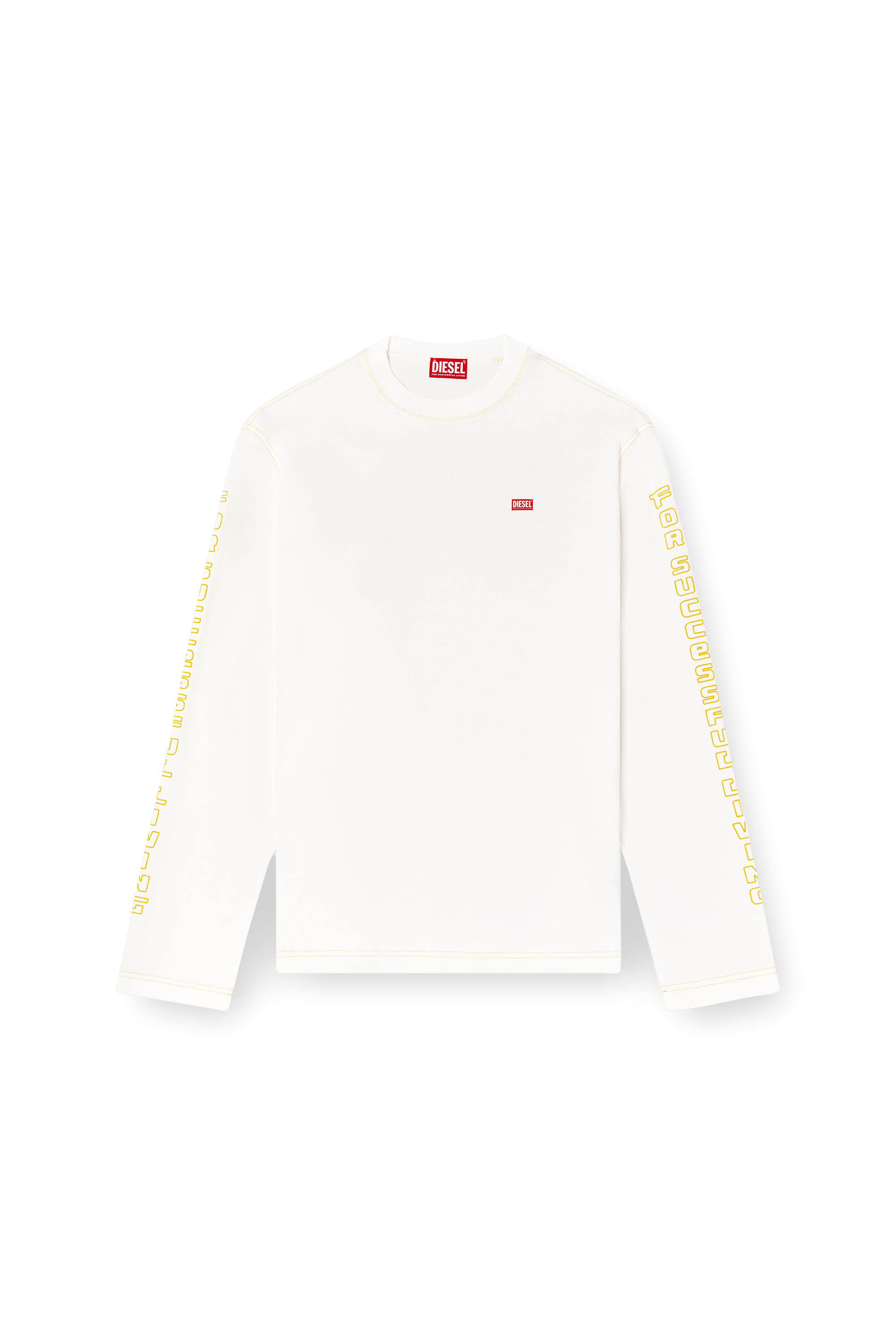 Diesel - T-CRANE-LS-R1, Male's Long-sleeve T-shirt with apple core print in White - 3