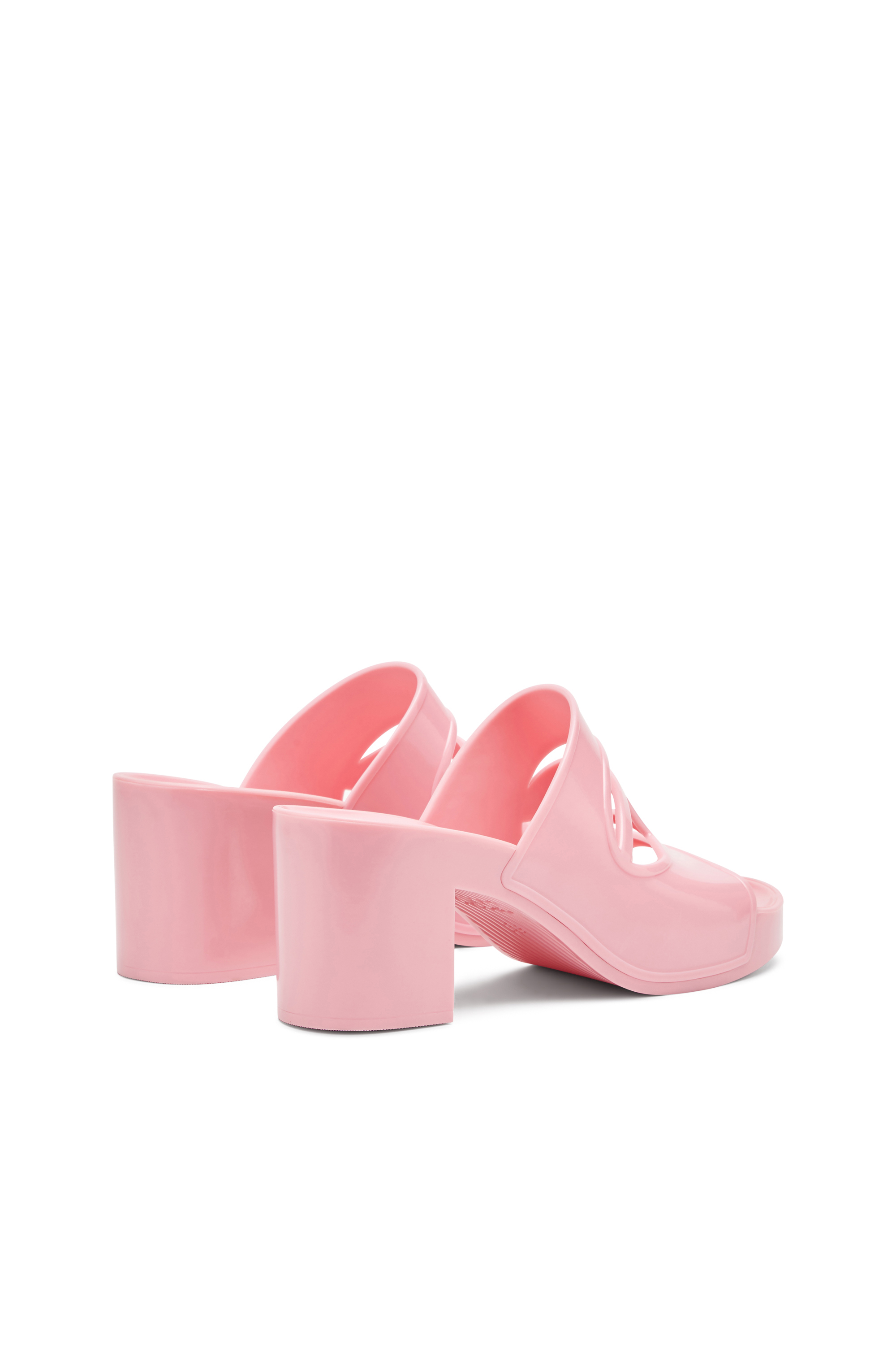 Diesel - SA-BONNIE, Sa-Bonnie-Slides en caoutchouc à talons avec logo ajouré Femme in Rose - 4
