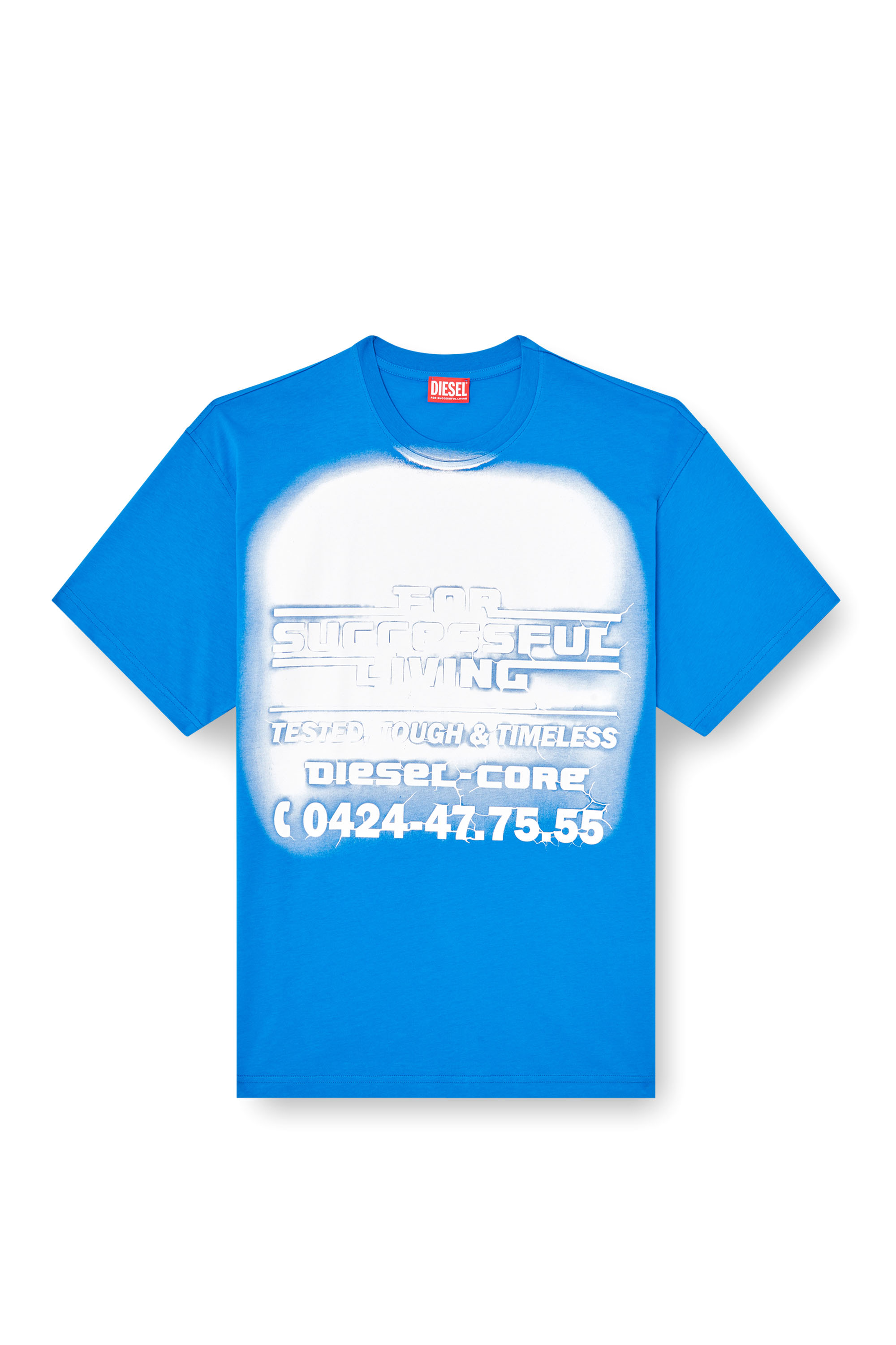 Diesel - T-BOXT-R15, Male's T-shirt with blowout logo graphic in Blue - 3