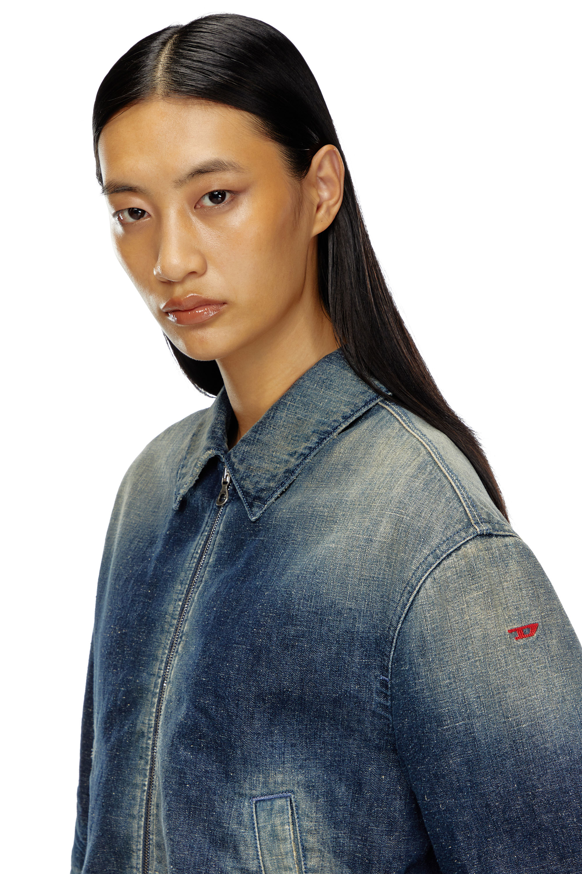 Diesel - DE-NOVA, Veste matelassée en denim style utilitaire Femme in Bleu - 4