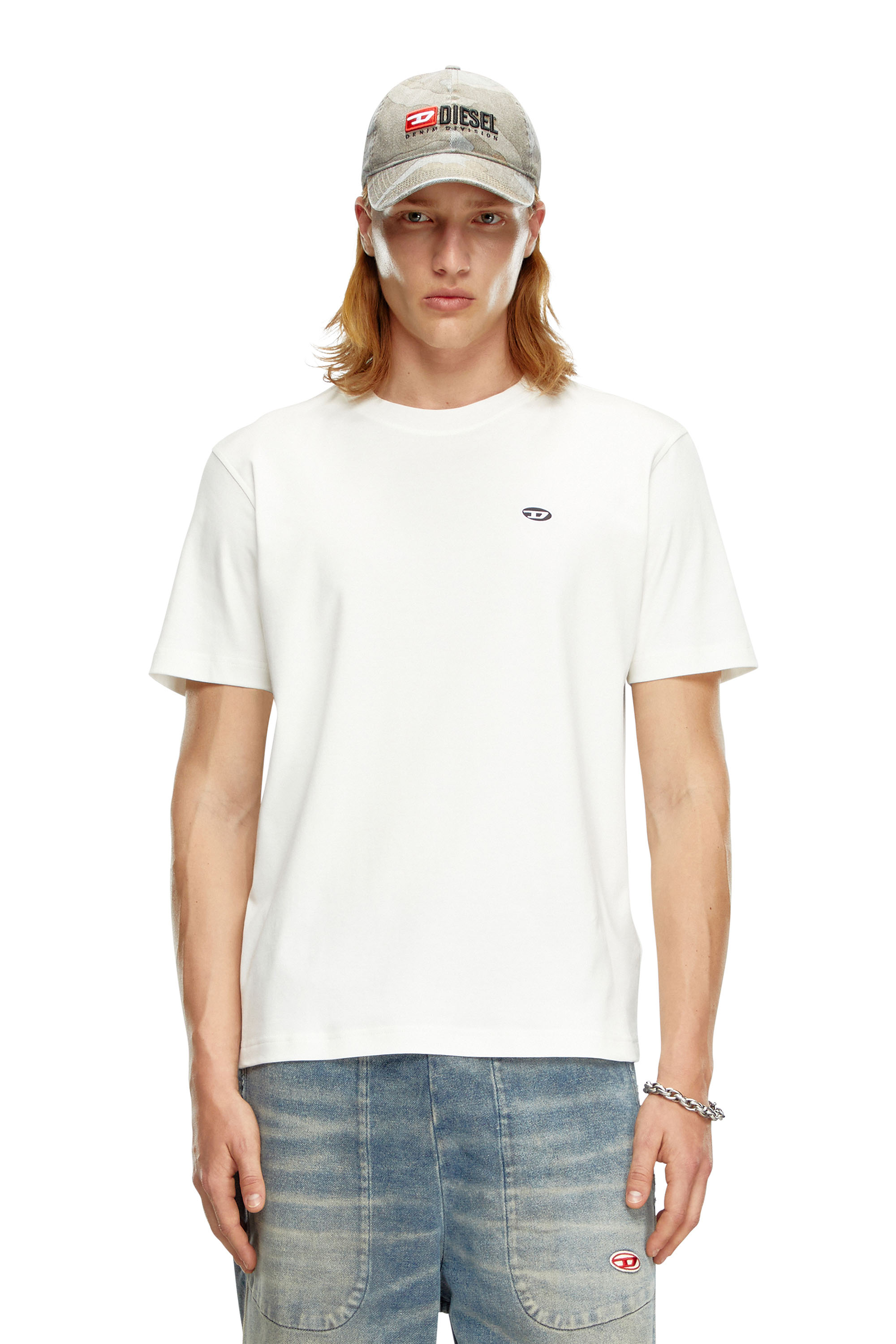 Diesel - T-ADJUST-DOVAL-PJ, T-shirt avec empiècement oval D Homme in Blanc - 1