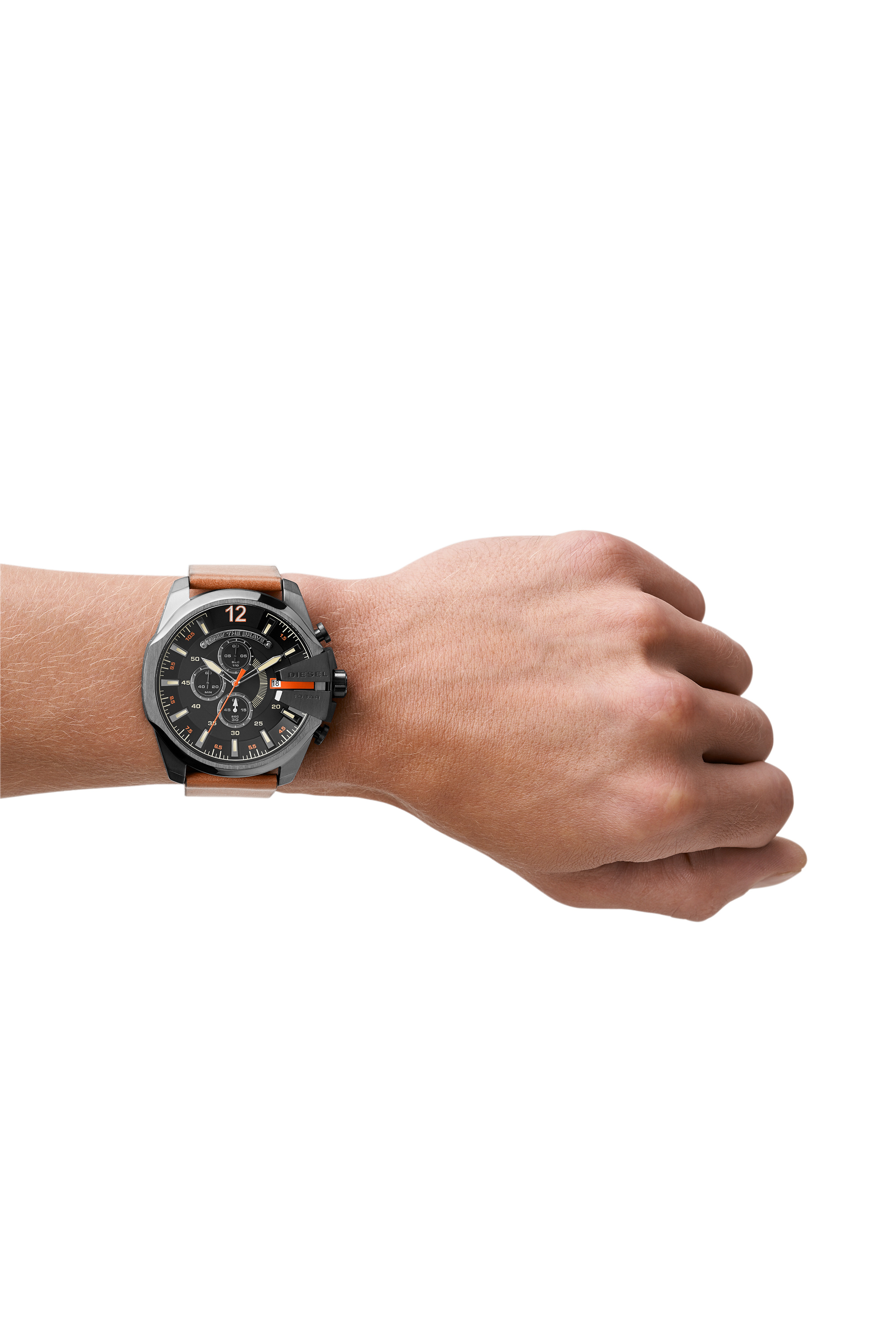 Diesel - DZ4343 MEGA CHIEF, Male's Mega Chief brown leather watch in Brown - 3