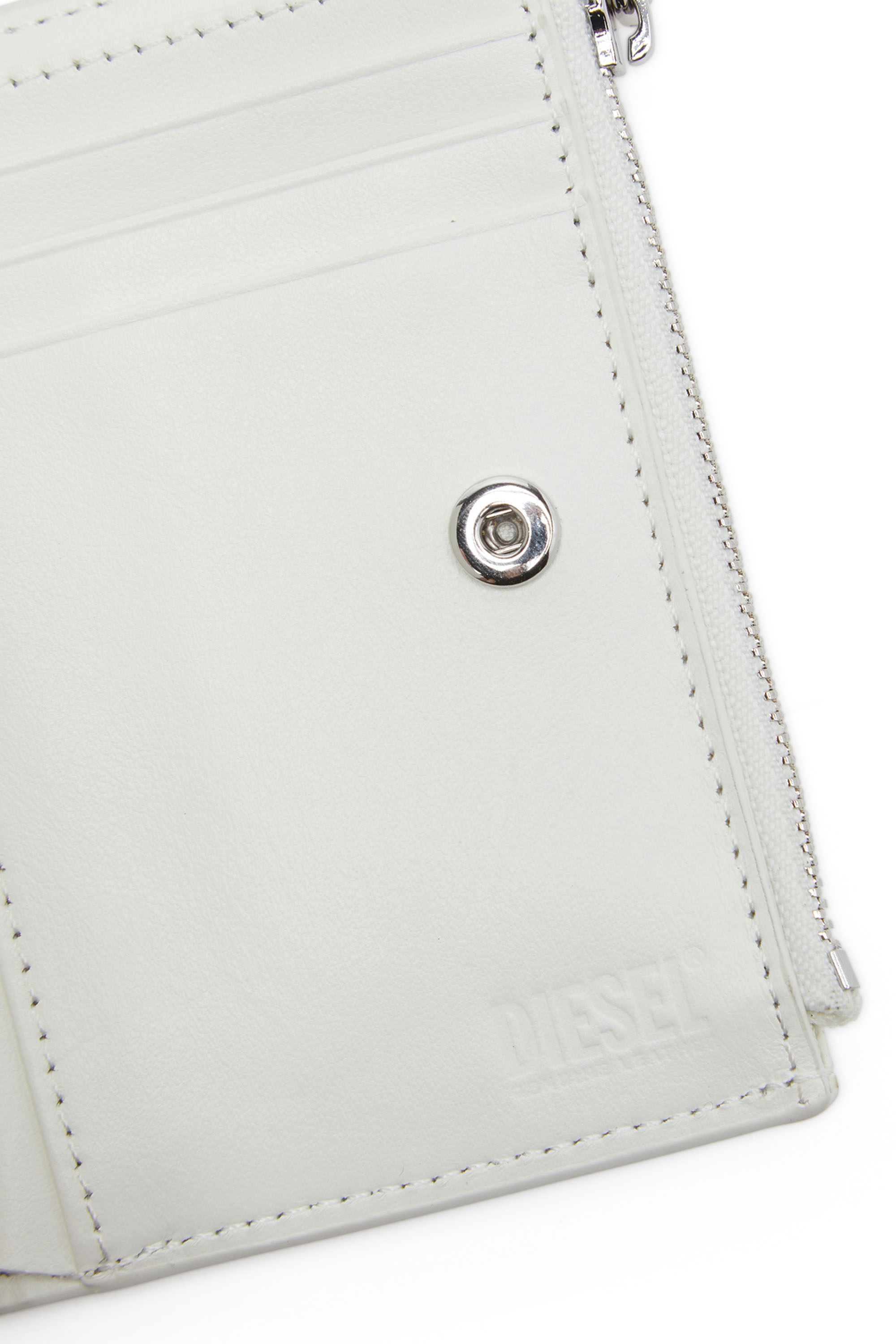 Diesel - 1DR-FOLD BI-FOLD ZIP II, Female's Small leather wallet with embossed logo in White - 4