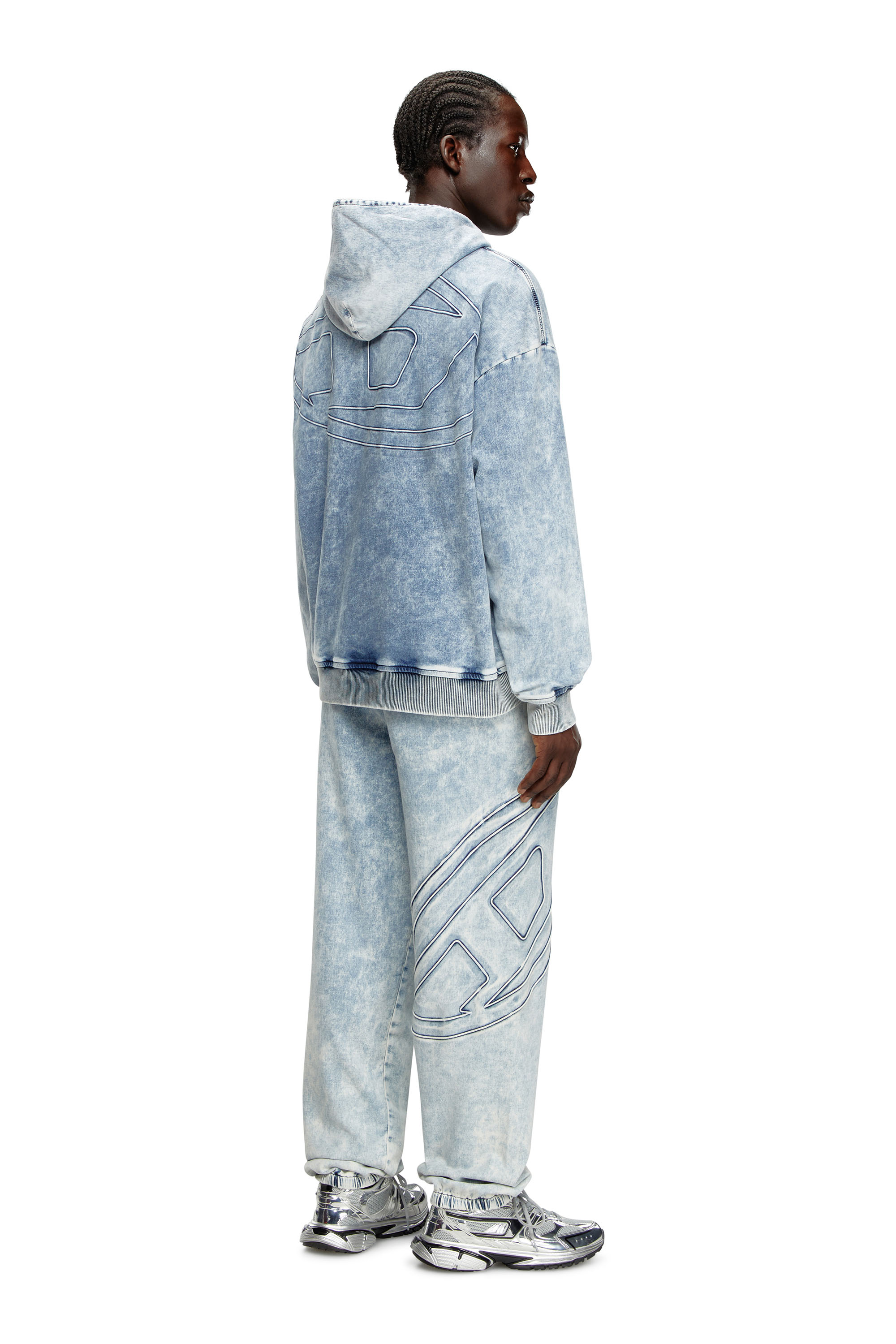 Diesel - D-UM-RIB-S2 TRACK, Sweat-shirt en Track Denim avec Oval D Mixte in Bleu - 3
