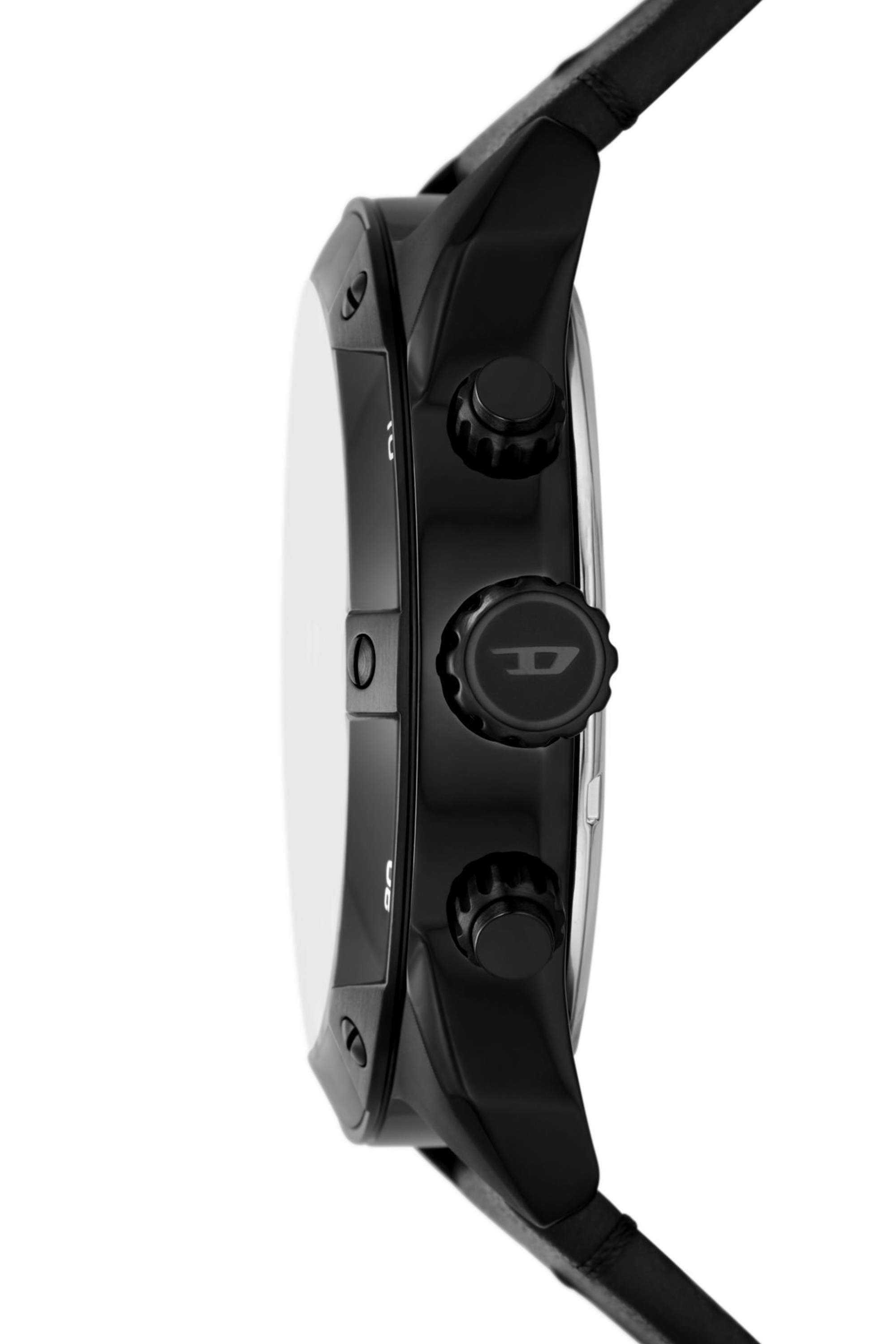 Diesel - DZ4667, Male's Spiked chronograph black leather watch in Black - 3