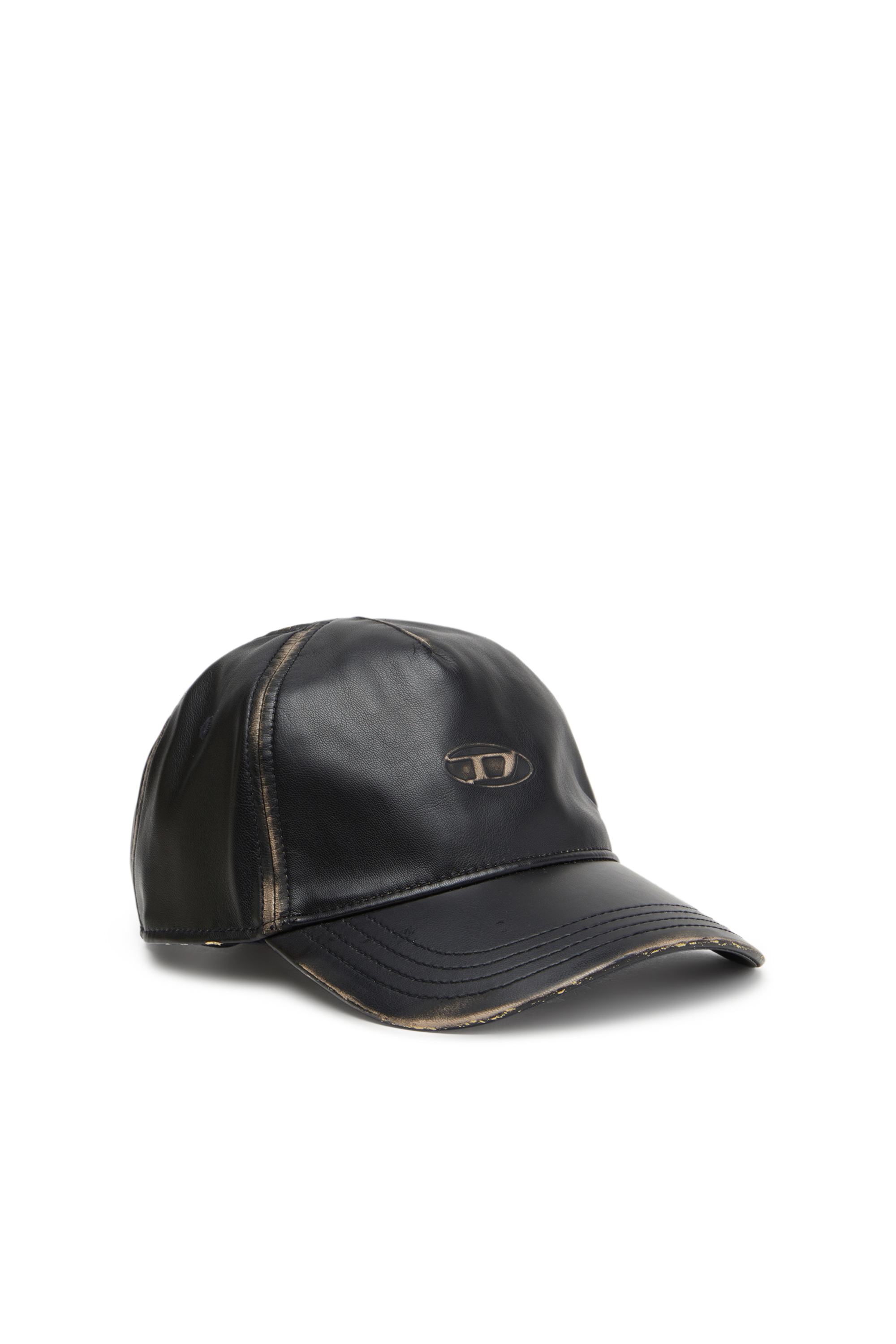 Diesel - C-HEATHER, Male's Baseball cap in faux leather in Black - 1