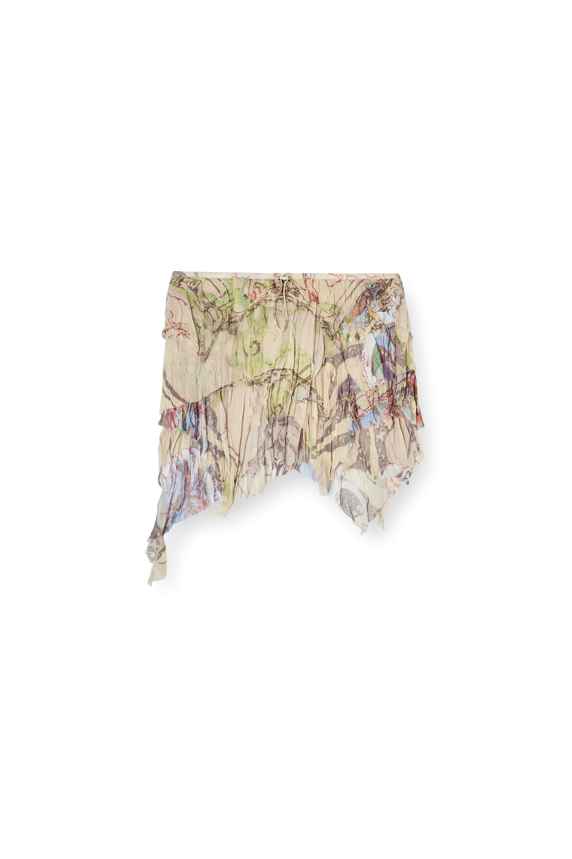 Diesel - O-SILLA, Jupe froissée avec imprimé médiéval mixte Femme in Beige - 3