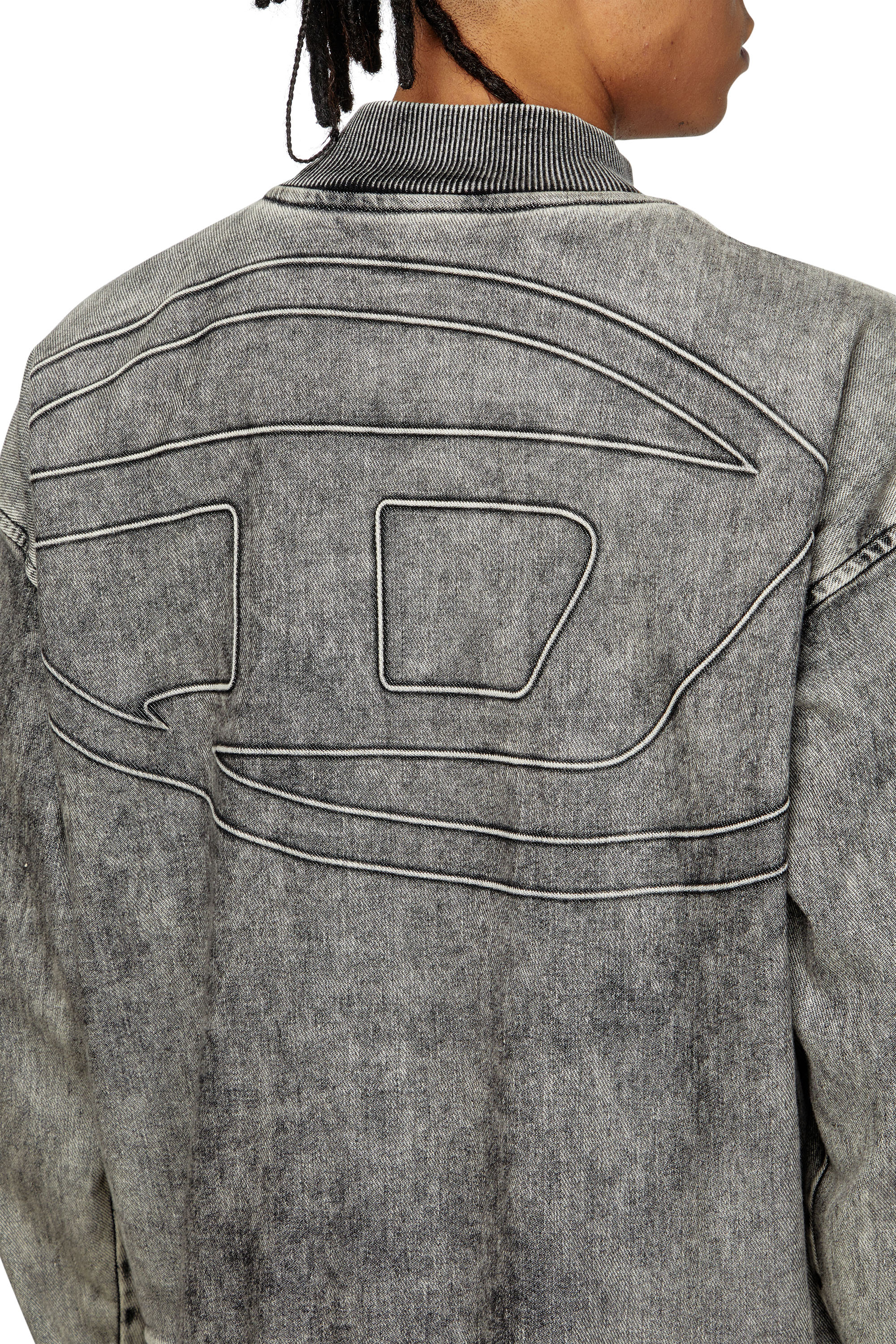 Diesel - D-CARLY-S TRACK, Pull zippé en Track Denim avec logo Oval D Mixte in Gris - 3