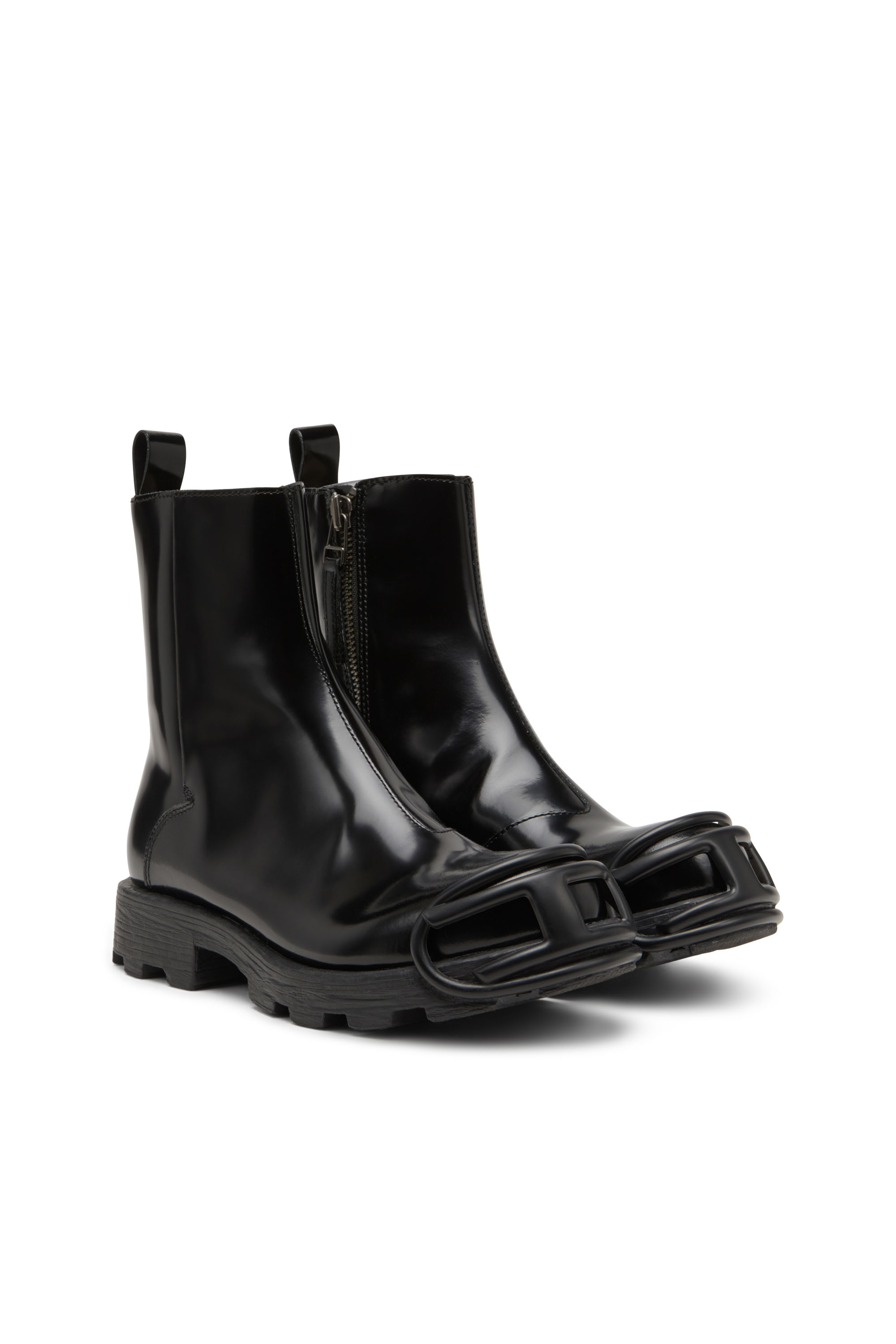 Diesel - D-HAMMER BT ZIP D, Male's D-Hammer-Leather Chelsea boots with Oval D toe caps in Black - 3