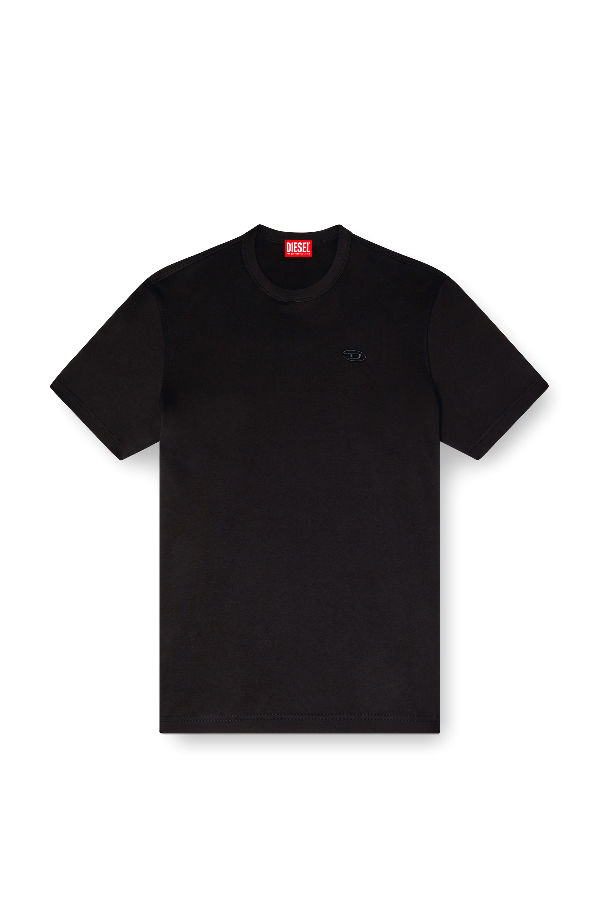 Diesel - T-ADJUST-SLITS-R17, T-shirt avec broderie à logo ton sur ton Homme in Noir - 3