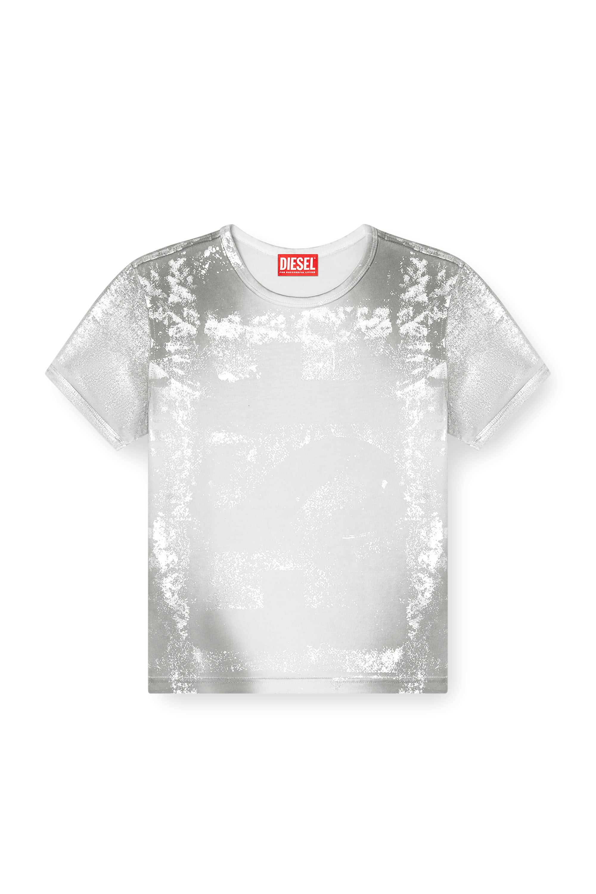 Diesel - T-UNCUTIE-LONG-Q5, Female's Logo T-shirt with metallic effects in Silver - 4