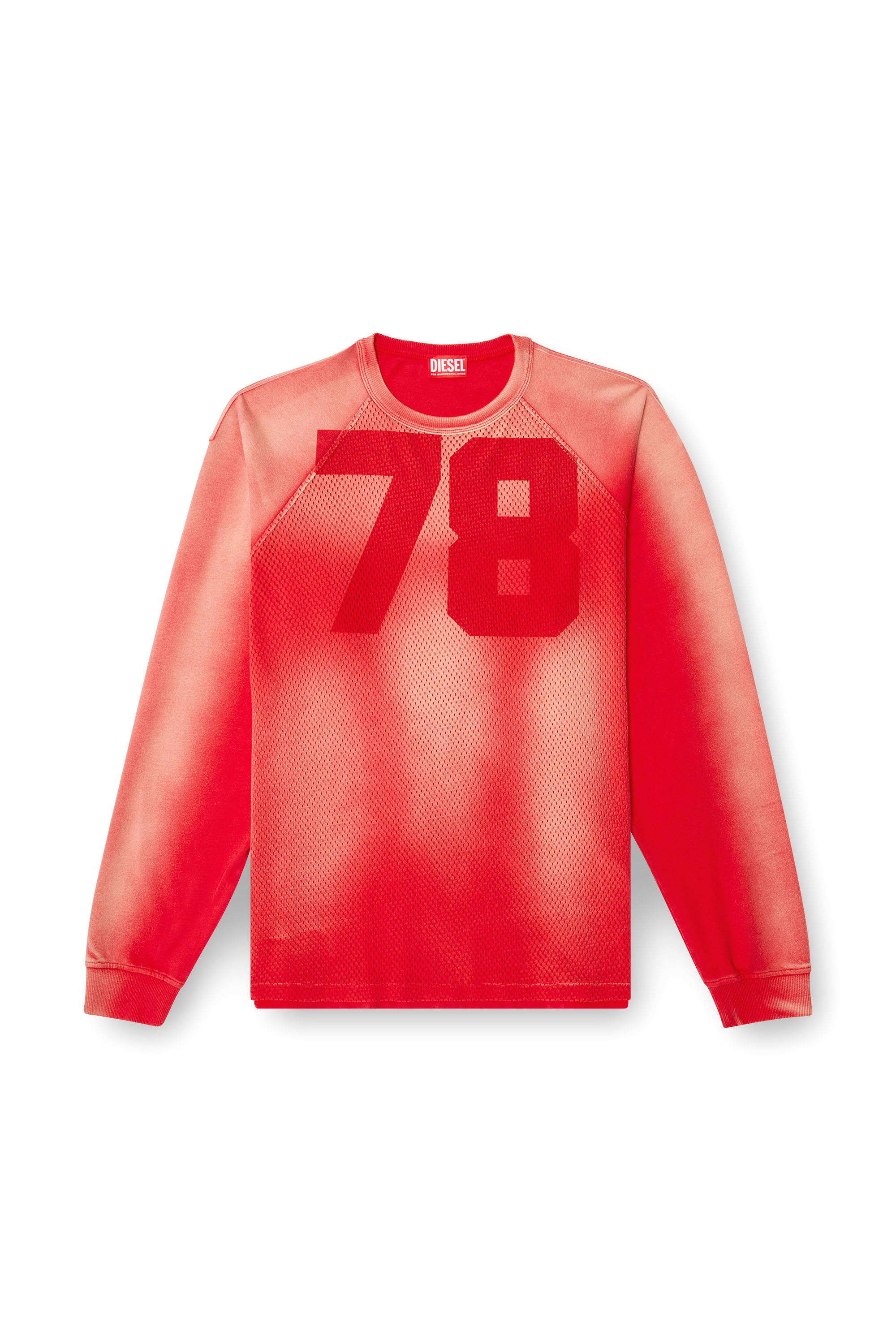 Diesel - T-ROXTER-LS-MESH, Male's Faded long-sleeve T-shirt with mesh front in Red - 3