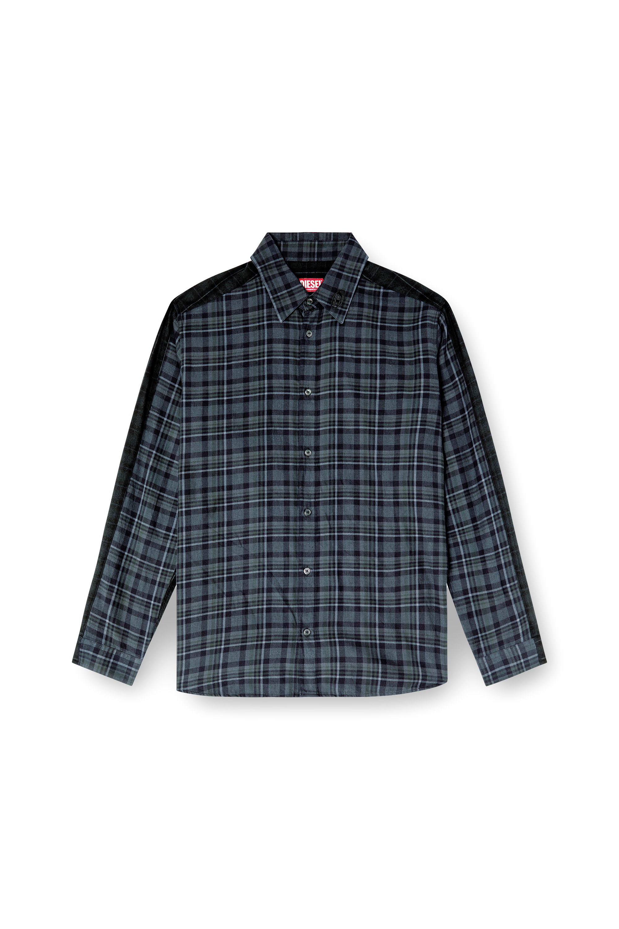 Diesel - S-SIMPLY-CHECK, Male's Spliced check flannel shirt in Black/Blue - 3
