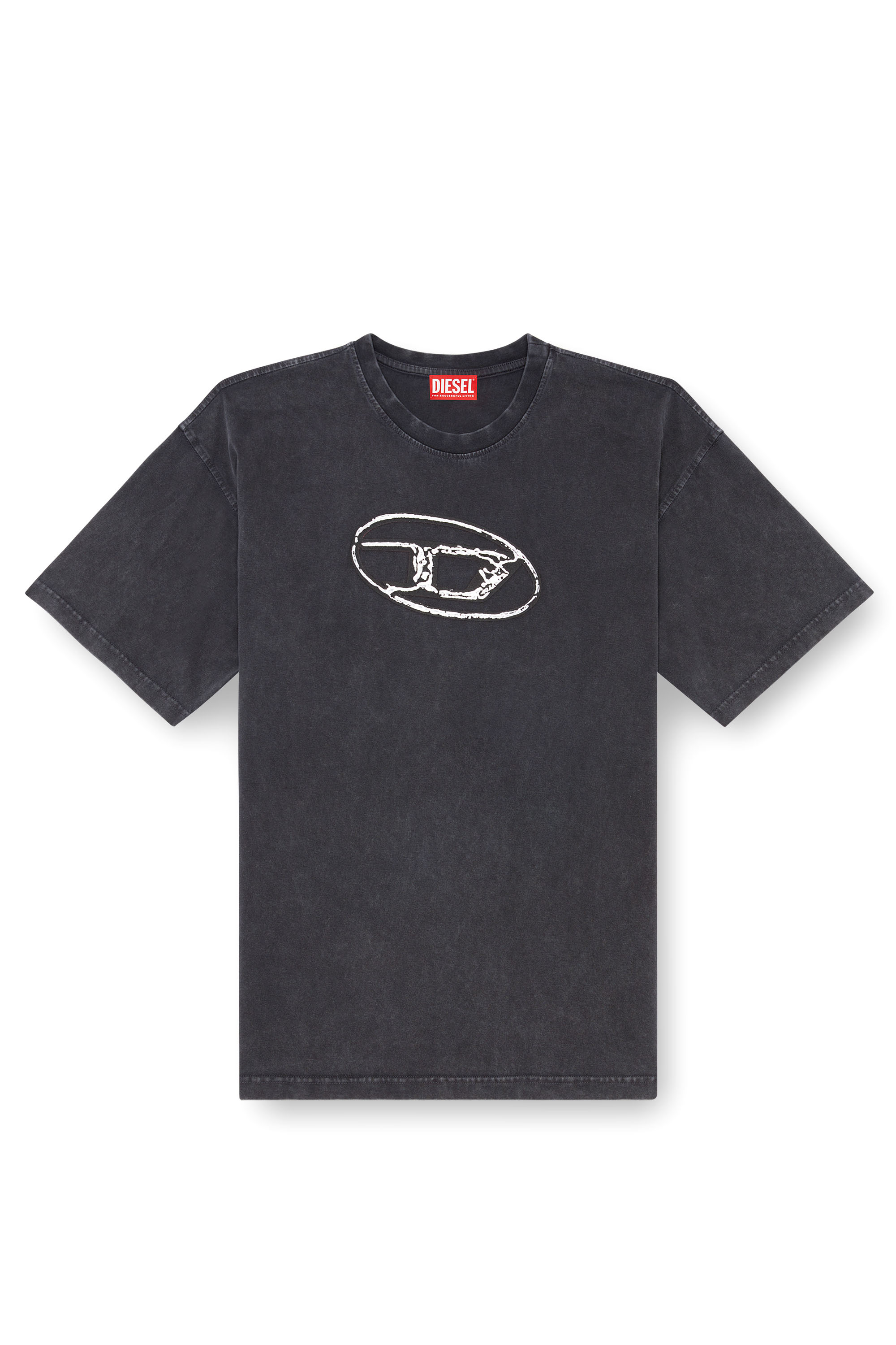 Diesel - T-BOXT-Q22, Male's Faded T-shirt with Oval D print in Black - 3