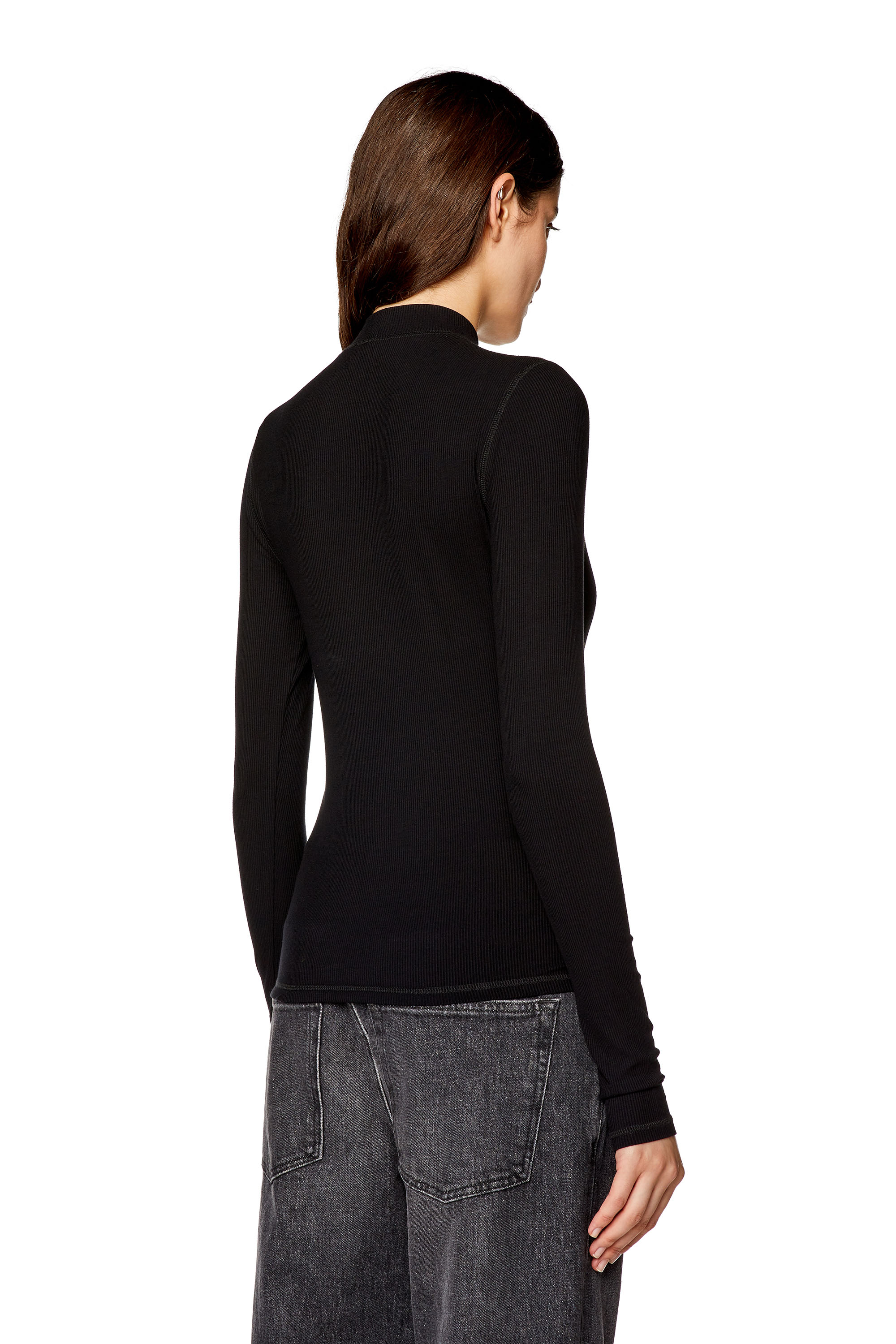 Diesel - T-MOKKY-LS-MICRODIV, Female's Ribbed top with mock neck in Black - 3