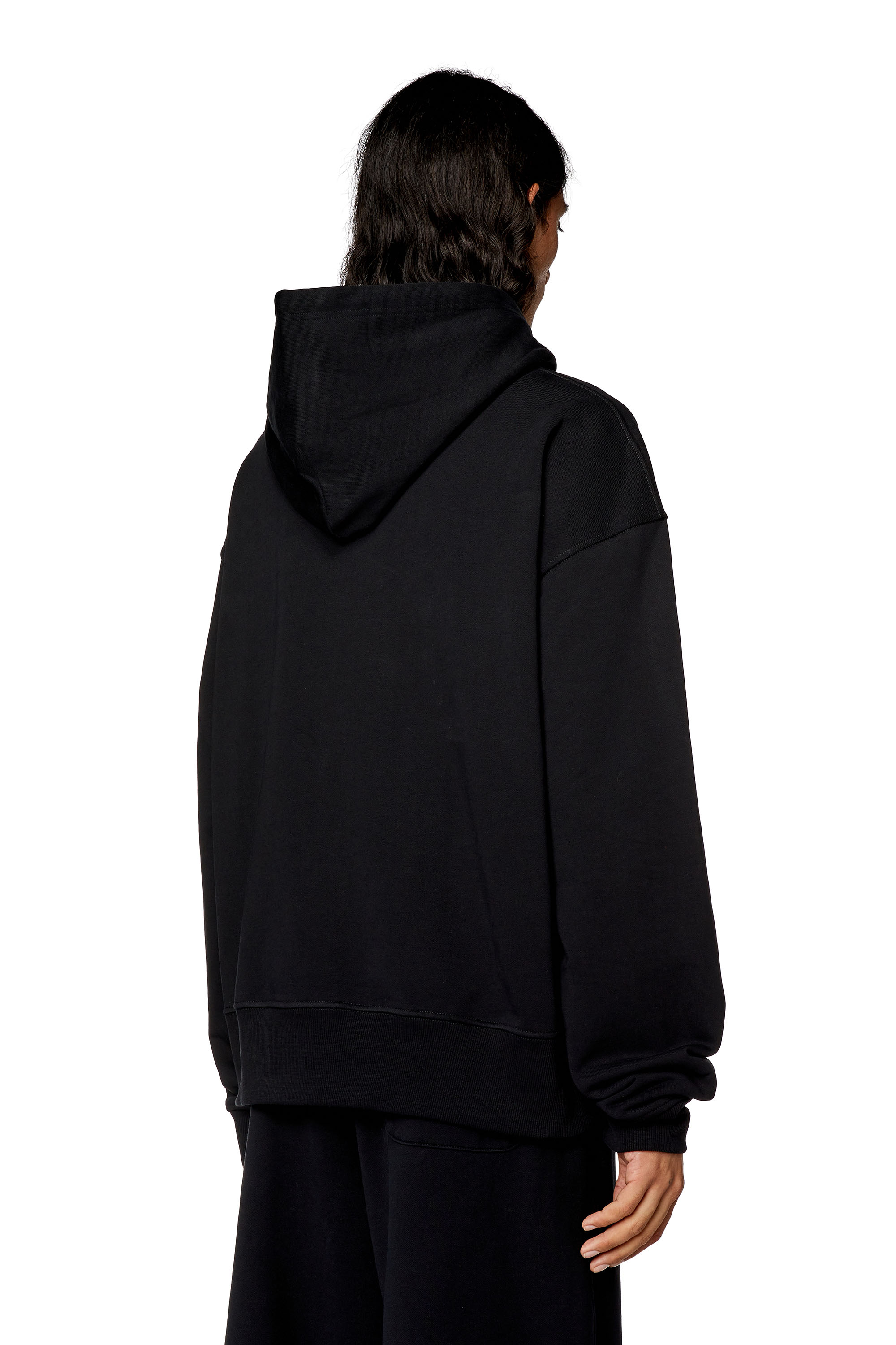 Diesel - S-MACS-HOOD-OD, Male's Oversized hoodie with metallic logo in Black - 3