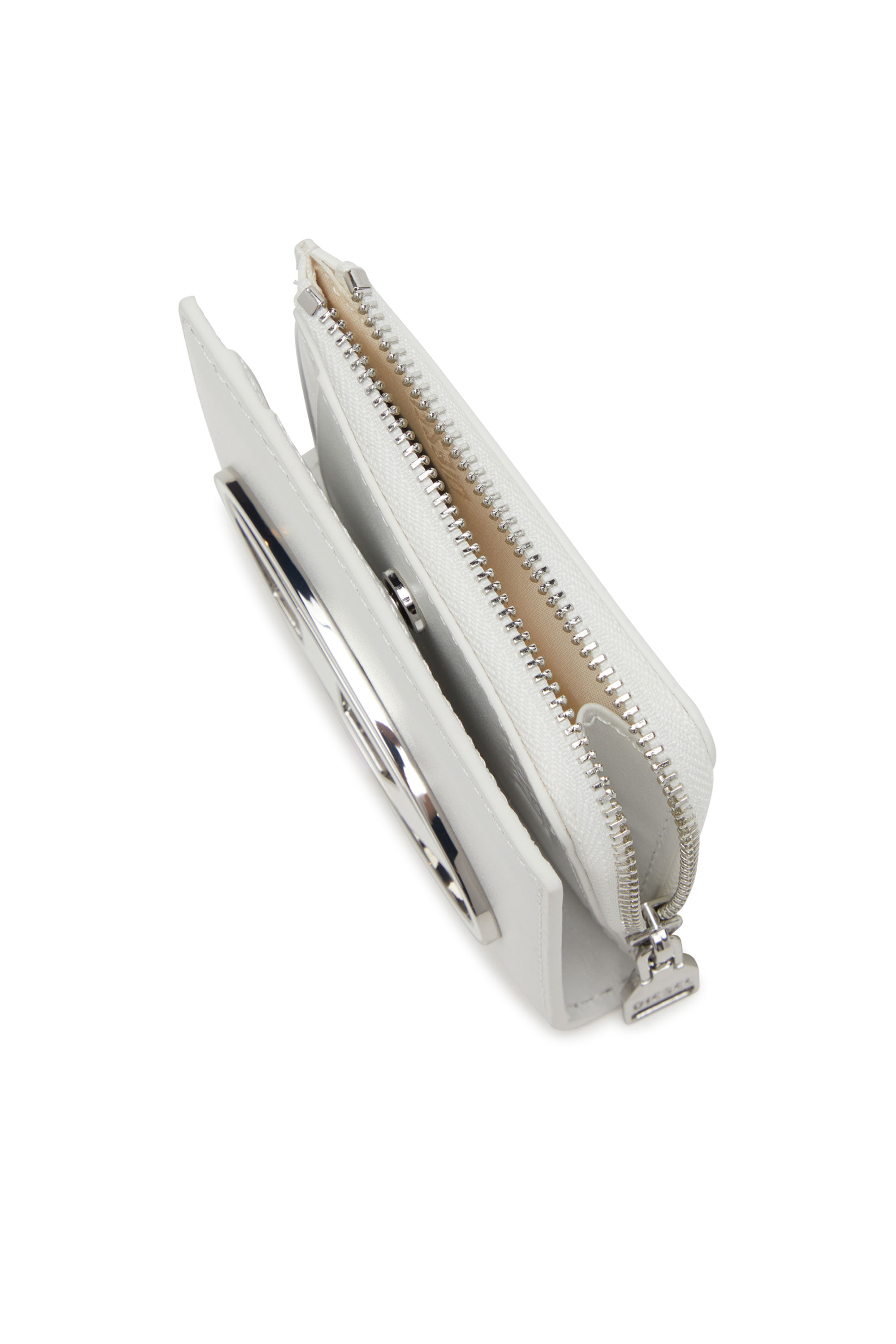 Diesel - 1DR CARD HOLDER ZIP L, Female's Bi-fold card holder in nappa leather in White - 4