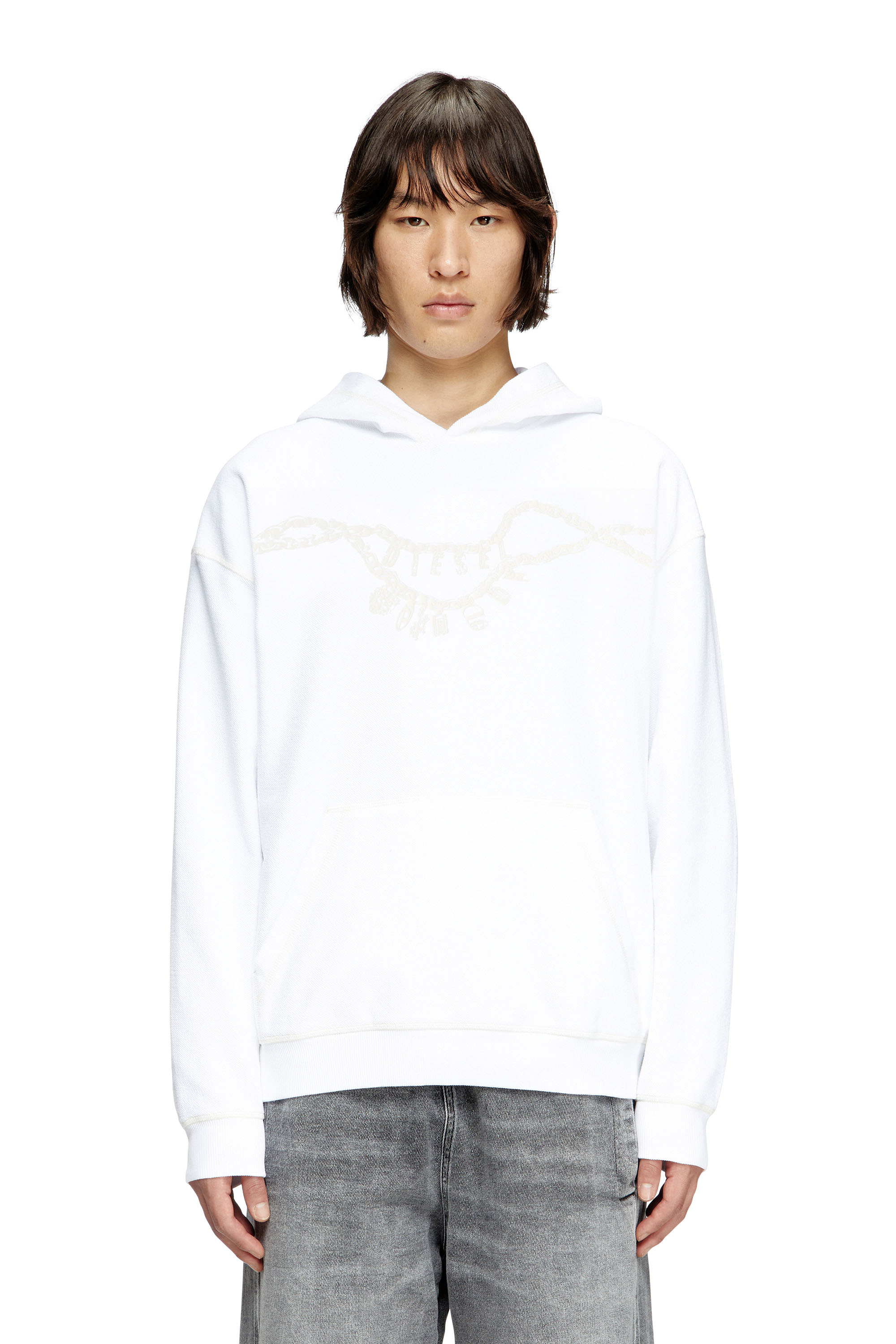 Diesel - S-BOXT-HOOD-HOSHI, Sweat-shirt à capuche avec imprimé collier à breloques Mixte in Blanc - 2