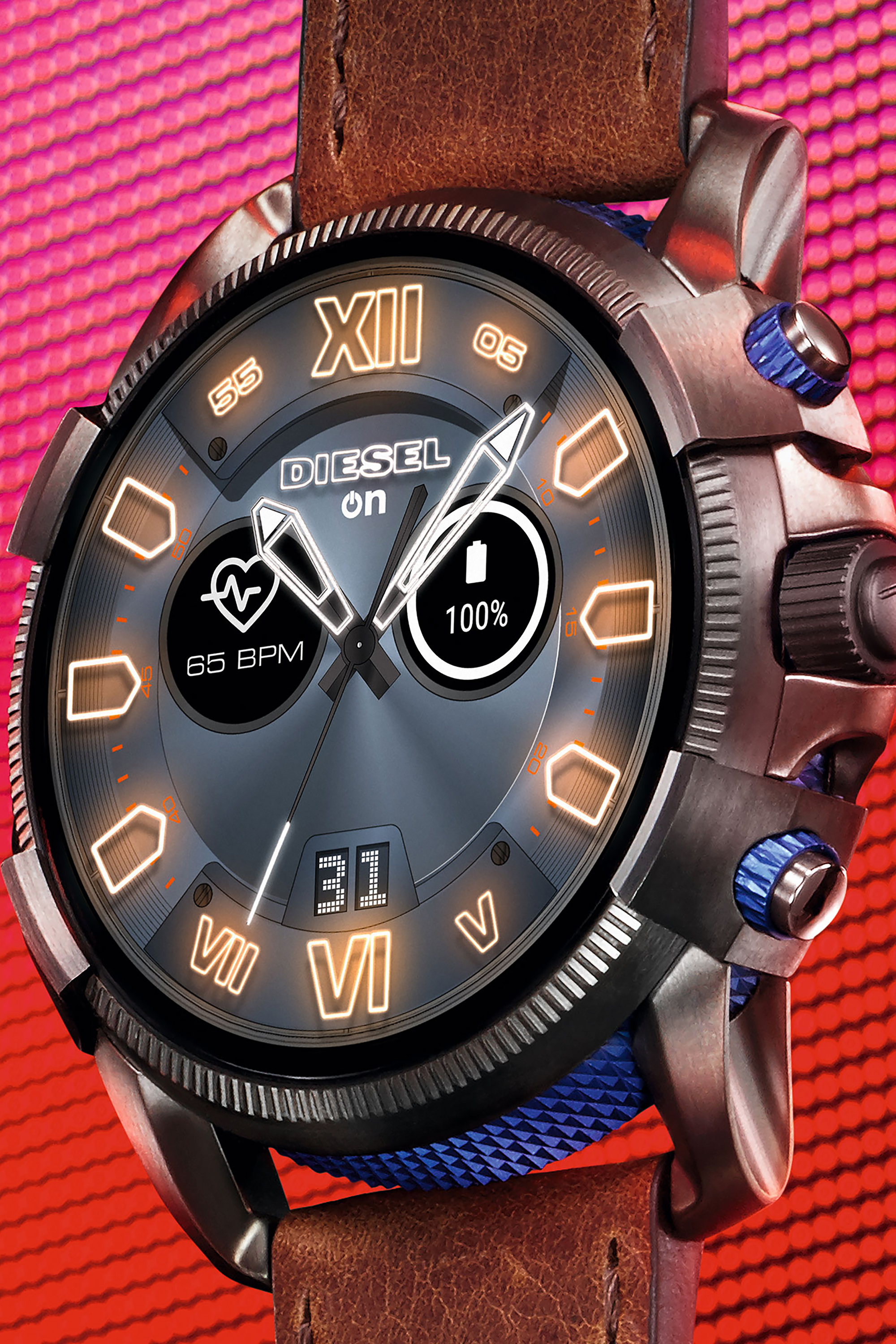 Diesel - DT2009, Male's Full Guard 2.5 smartwatch brown leather in Brown - 4