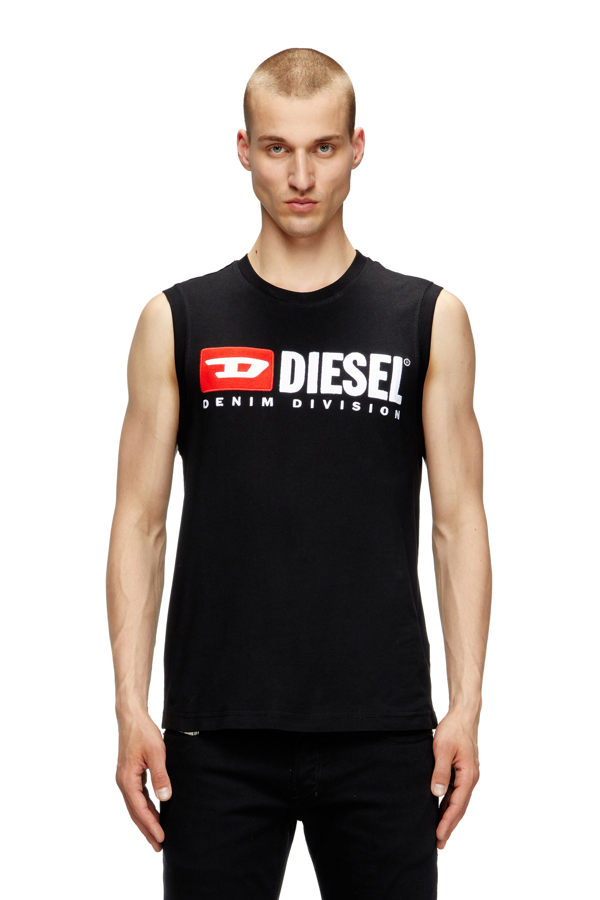 Diesel - T-ISCO-DIV, Male's Tank top with chest logo print in Black - 1